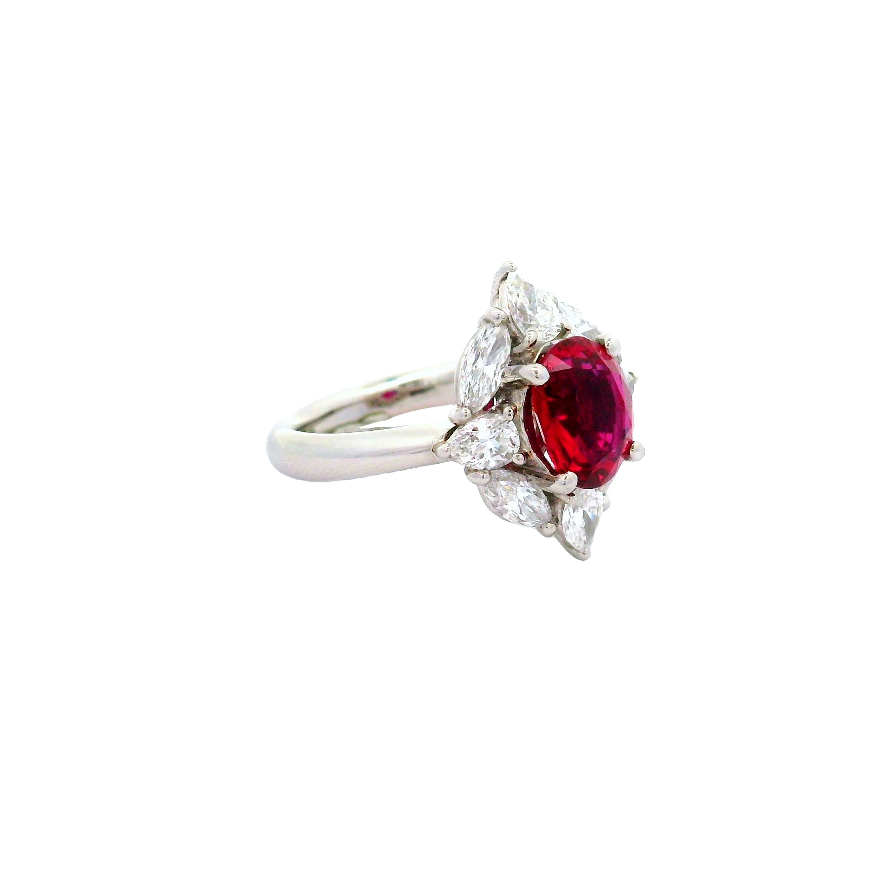 Exceptional 2.25 Carat Ruby Diamond Platinum Ring, GIA Certified