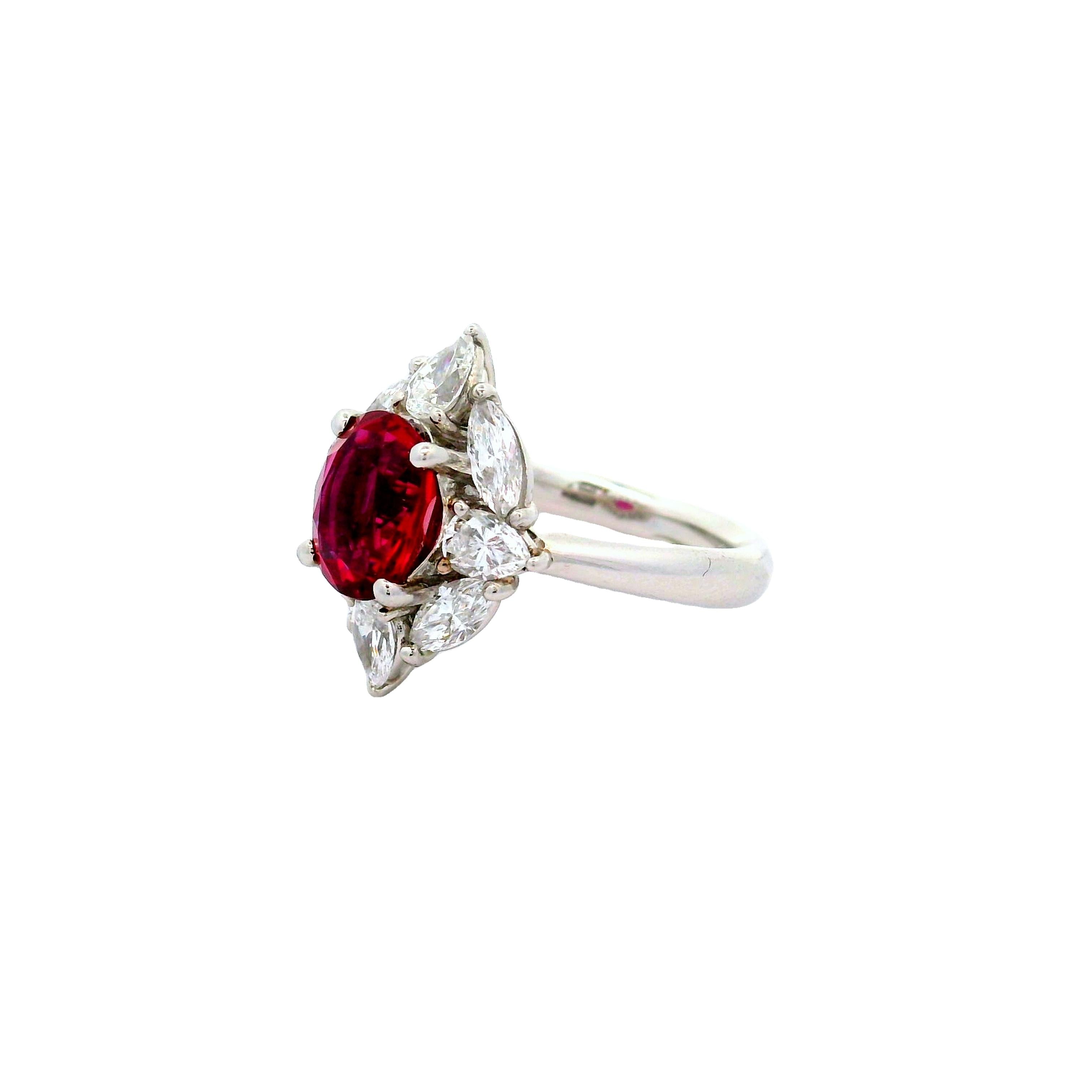 Exceptional 2.25 Carat Ruby Diamond Platinum Ring, GIA Certified