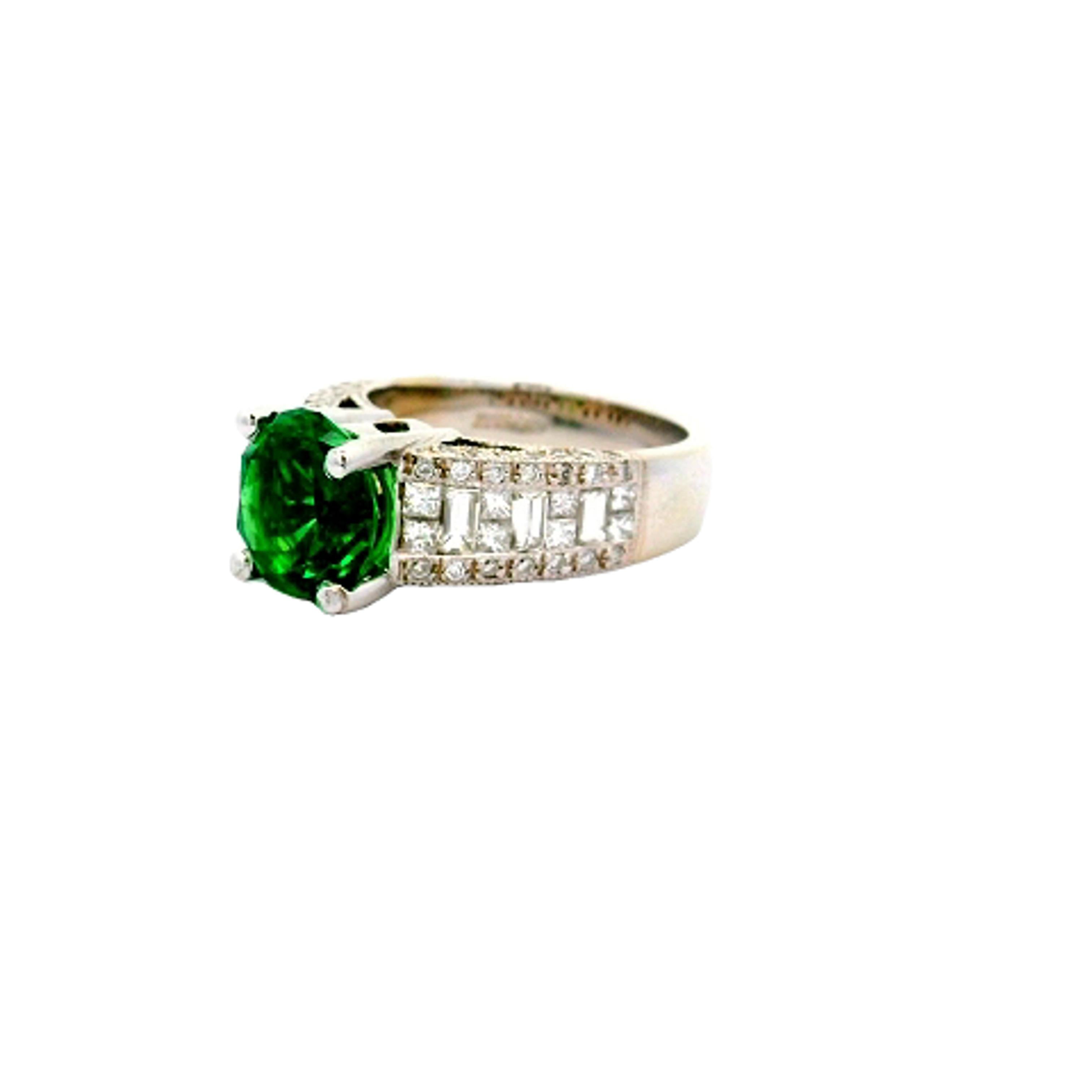 3.92 Carat Tsavorite Diamond 18k White Gold Ring