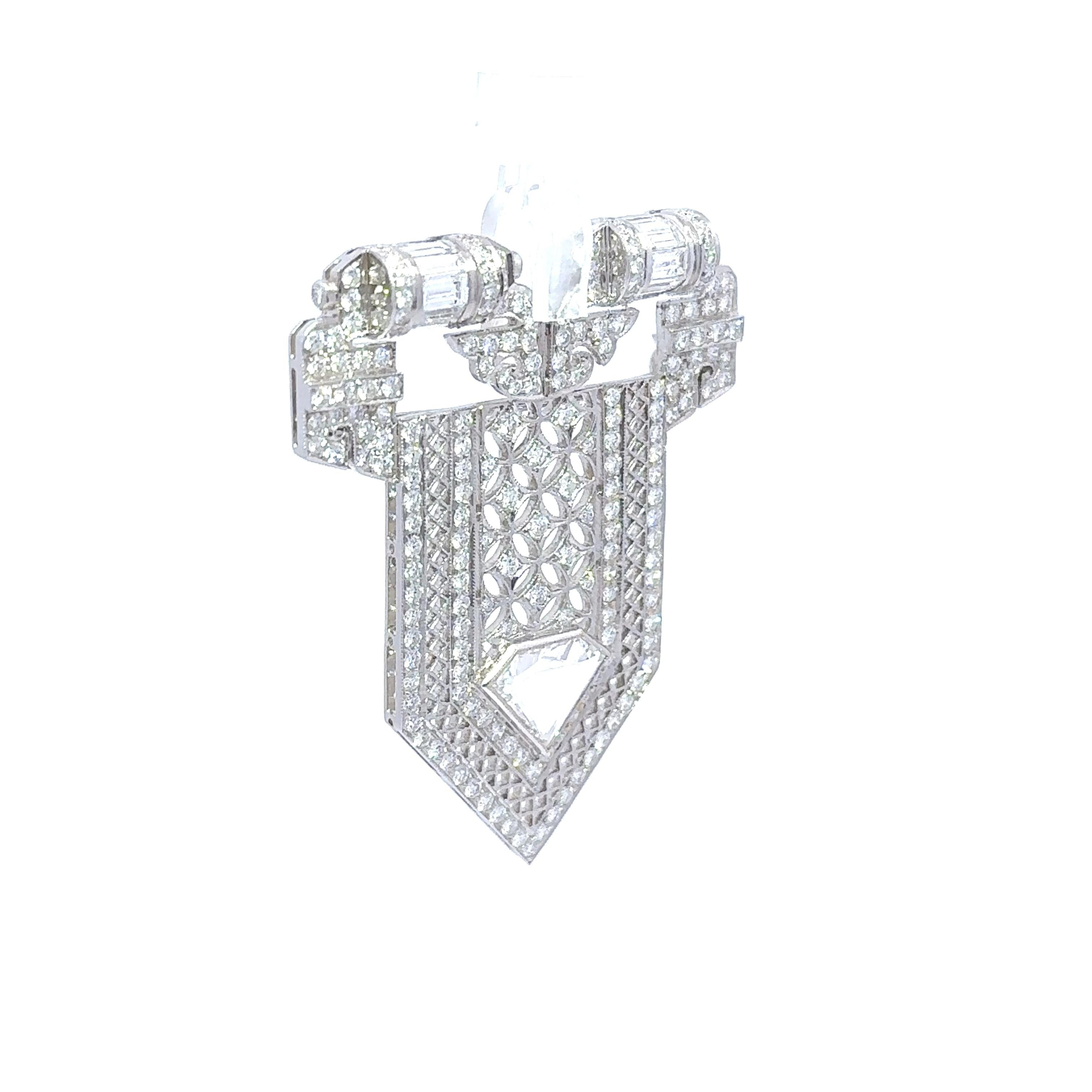 Antique-Style Diamond 18k White Gold Lapel Brooch