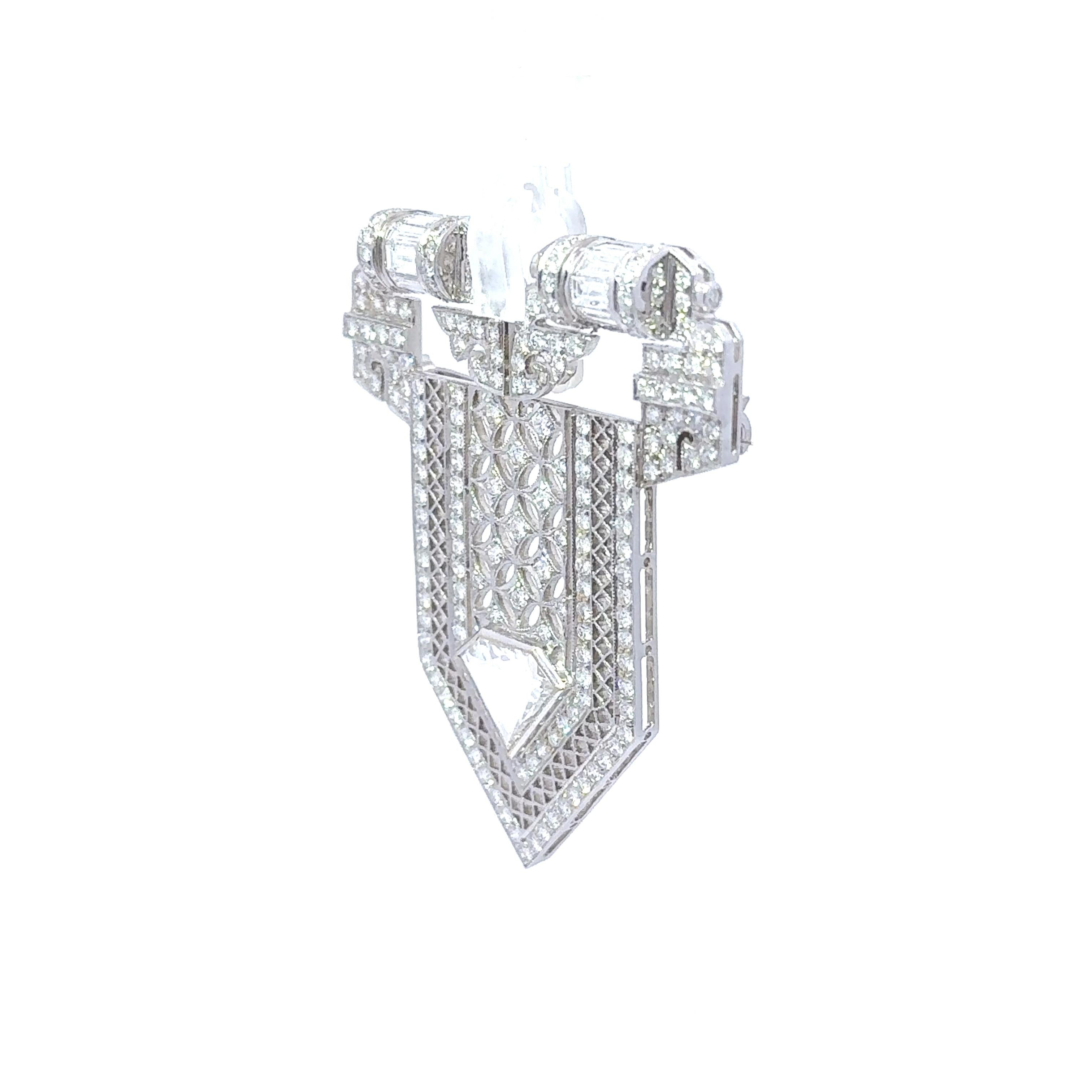 Antique-Style Diamond 18k White Gold Lapel Brooch