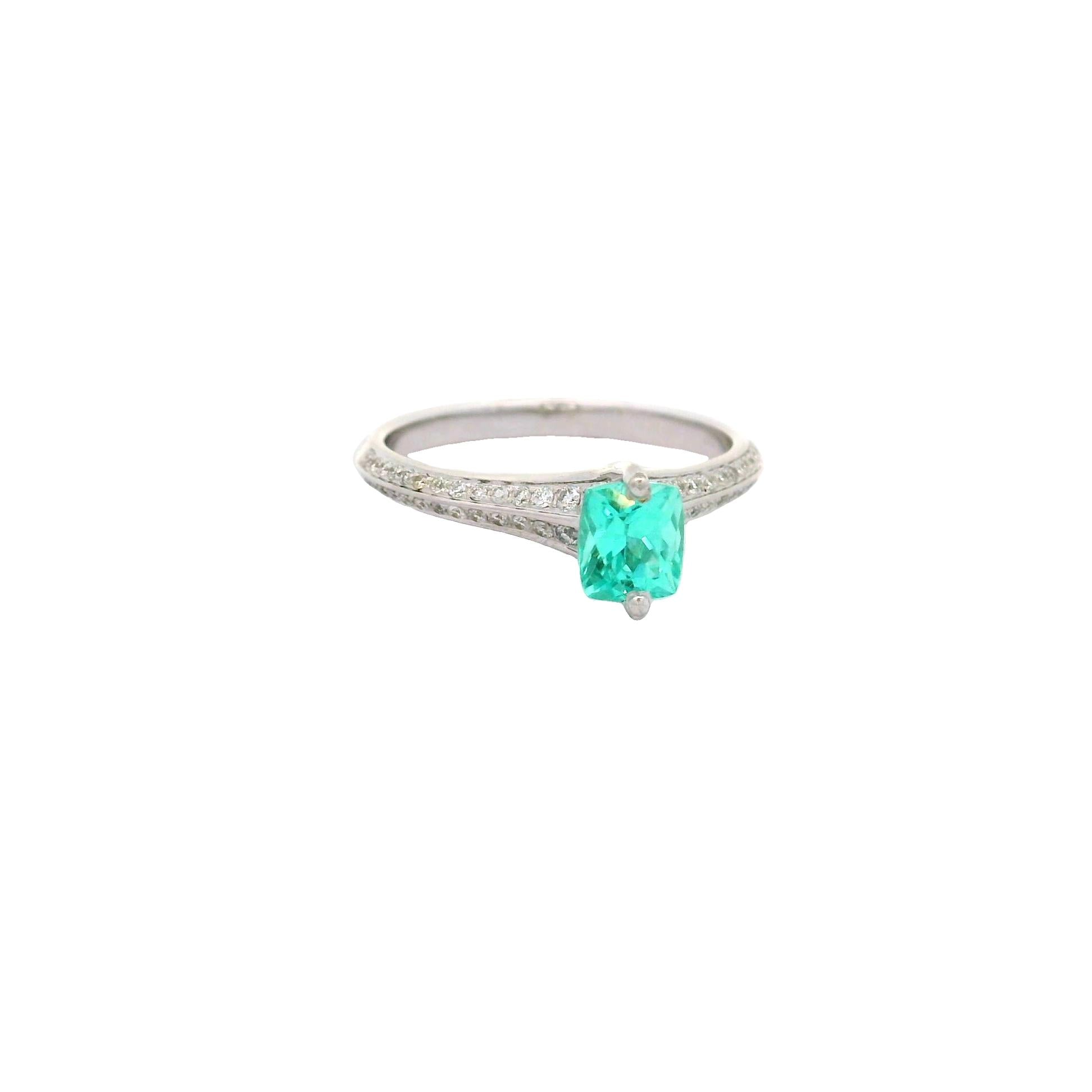 Paraiba Tourmaline Diamond 18k White Gold Ring