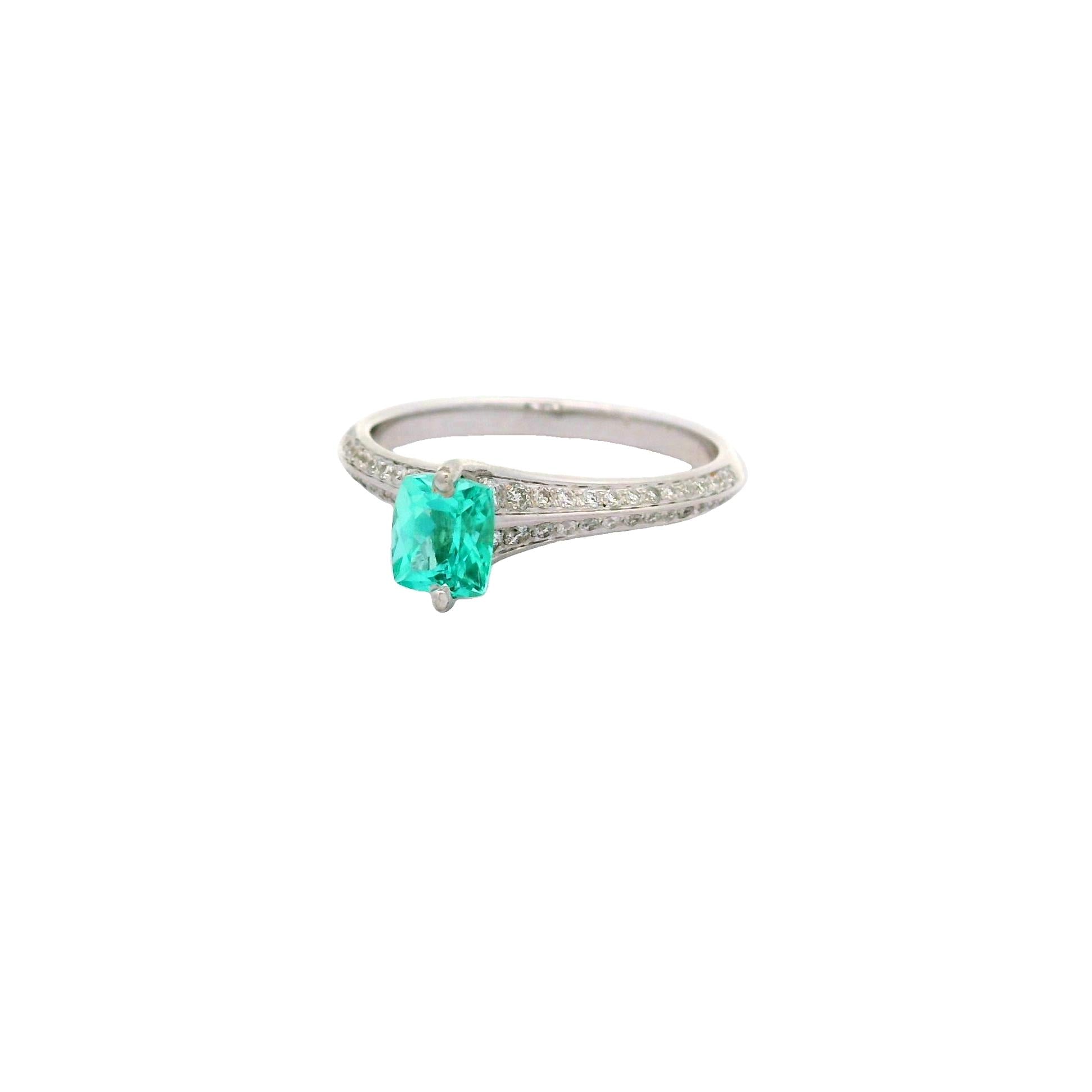 Paraiba Tourmaline Diamond 18k White Gold Ring