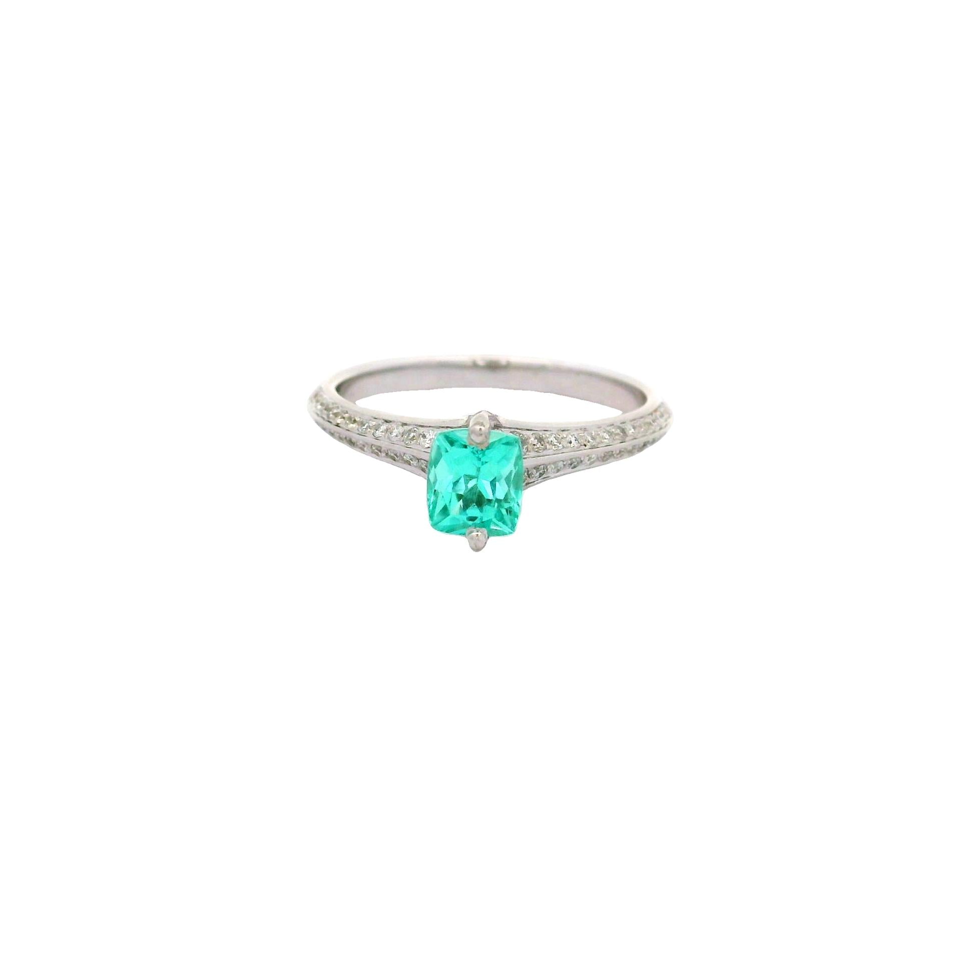 Paraiba Tourmaline Diamond 18k White Gold Ring