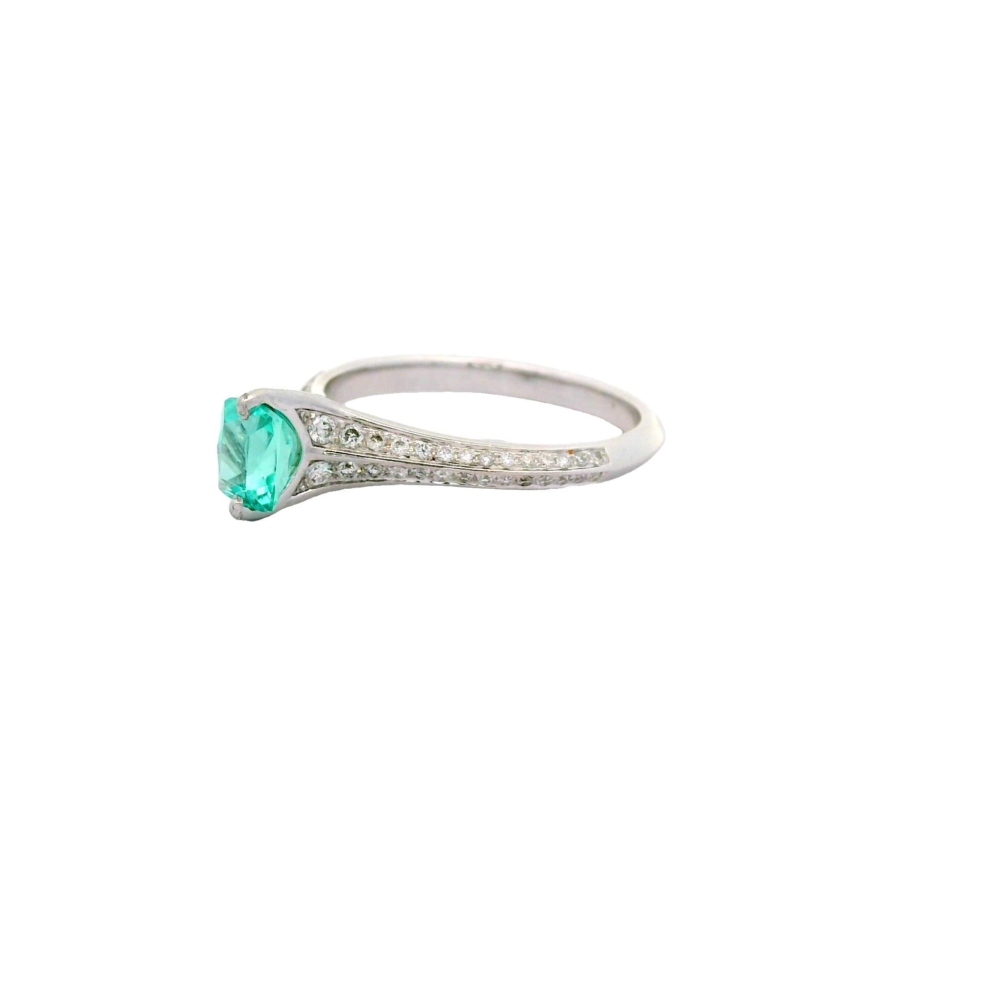 Paraiba Tourmaline Diamond 18k White Gold Ring