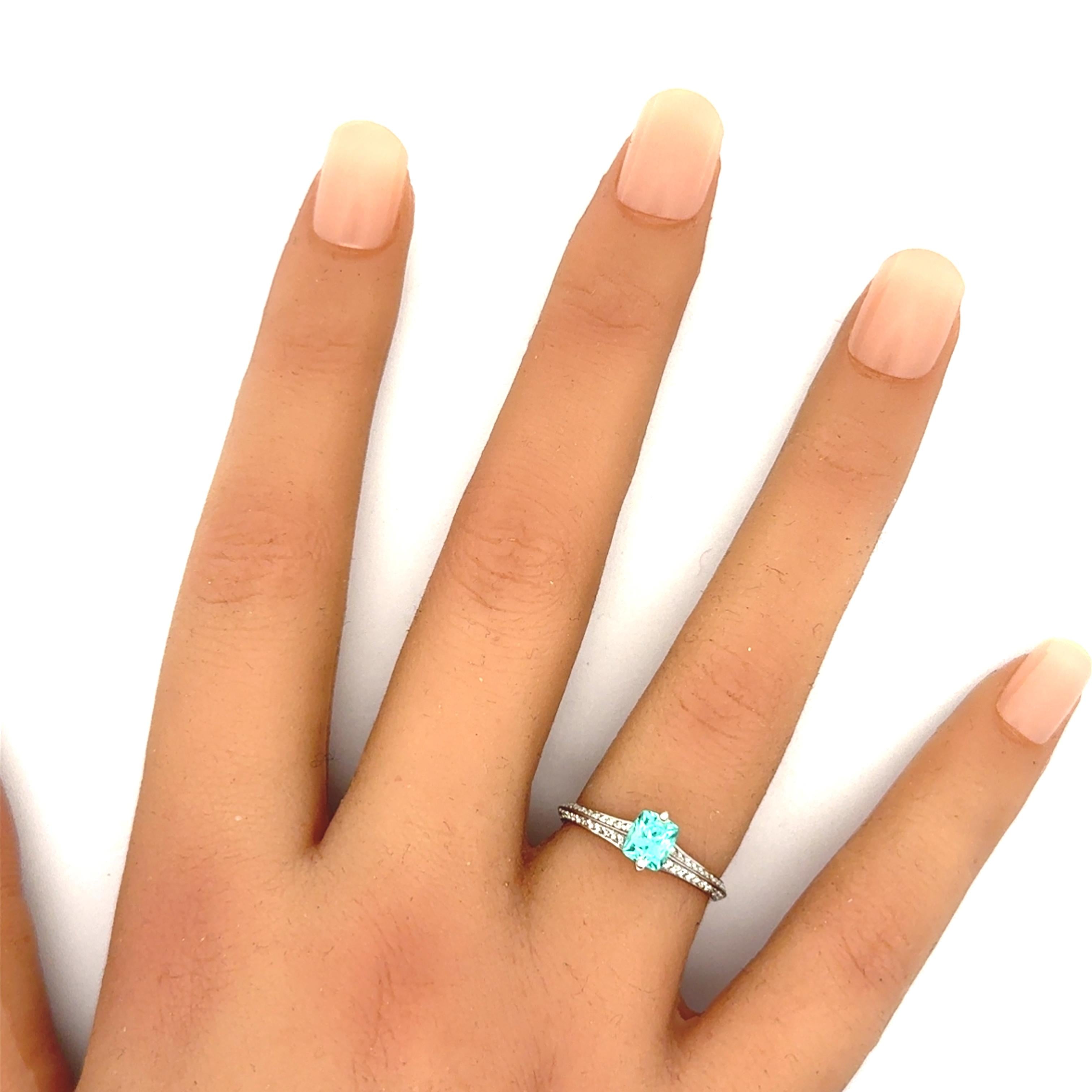Paraiba Tourmaline Diamond 18k White Gold Ring