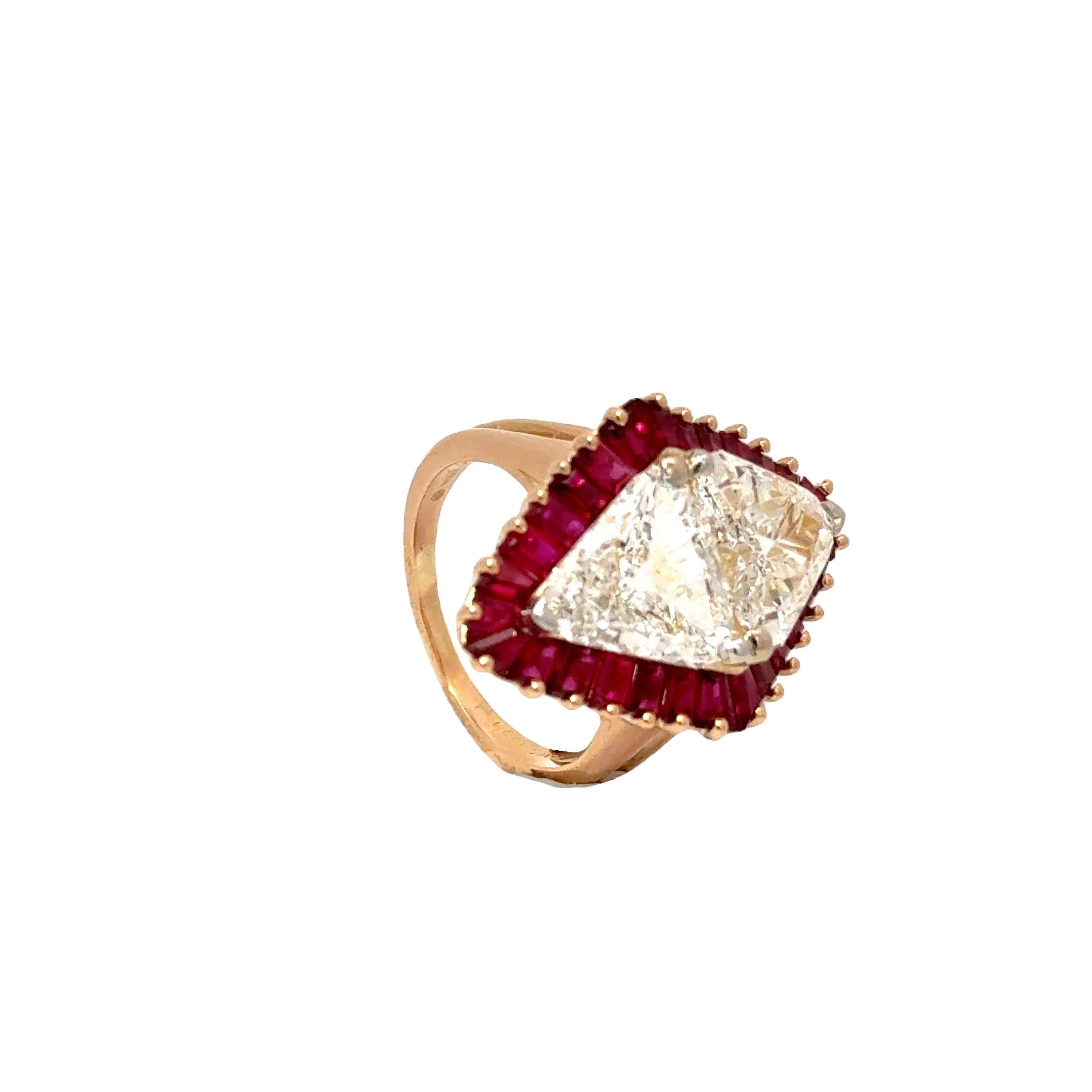 Important Oscar Heyman 2.57 & 2.55 Carat Diamond Ruby 18k Yellow Gold Ring