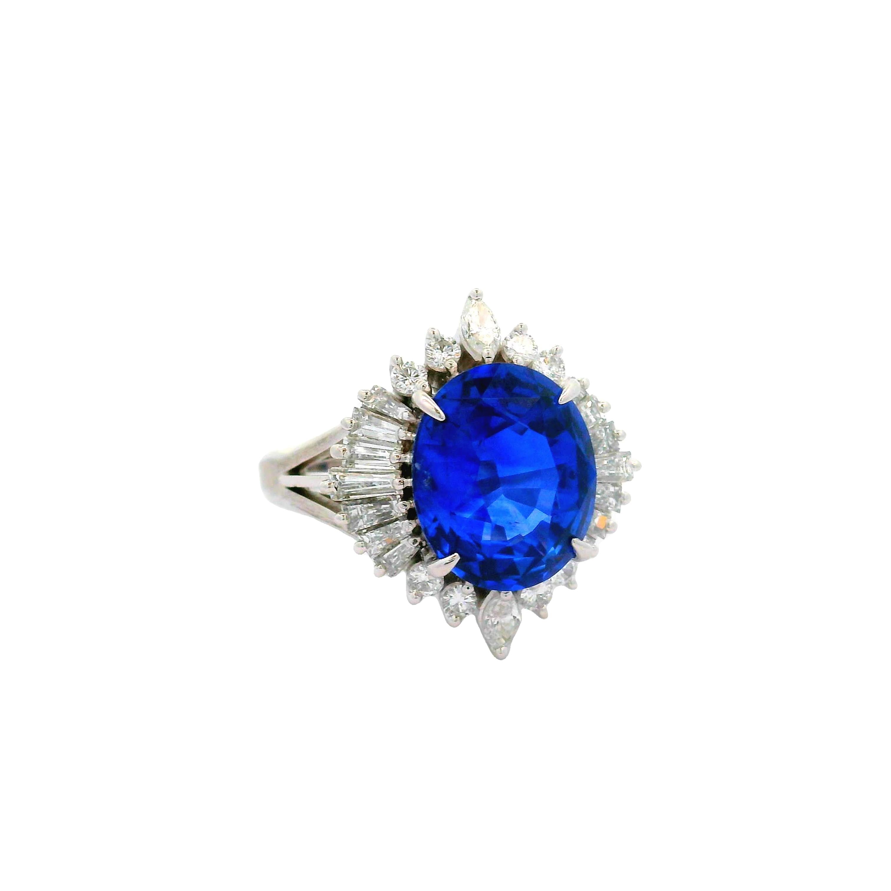 5.03 Carat Ceylon Sapphire Diamond Platinum Ring, GIA Certified