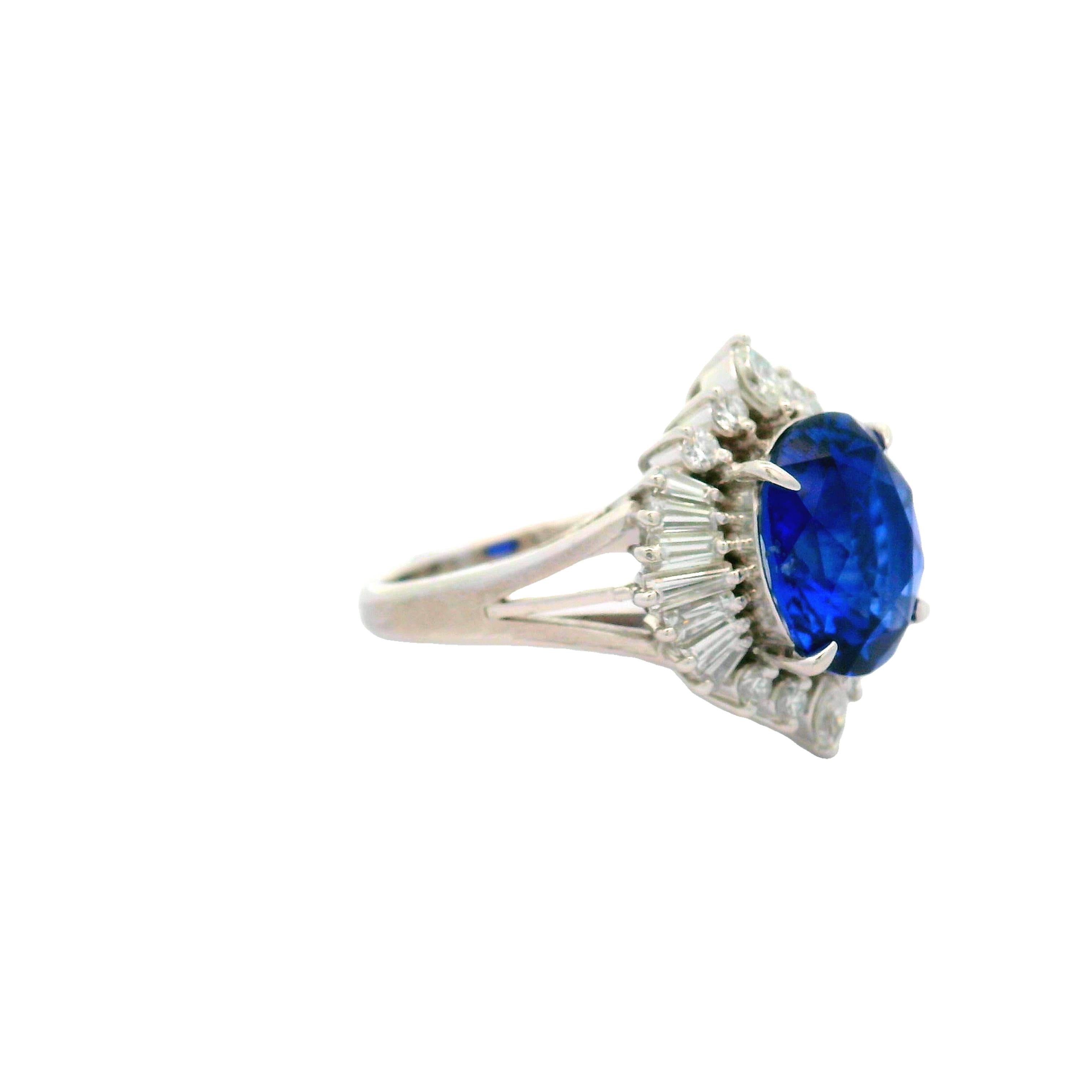 5.03 Carat Ceylon Sapphire Diamond Platinum Ring, GIA Certified