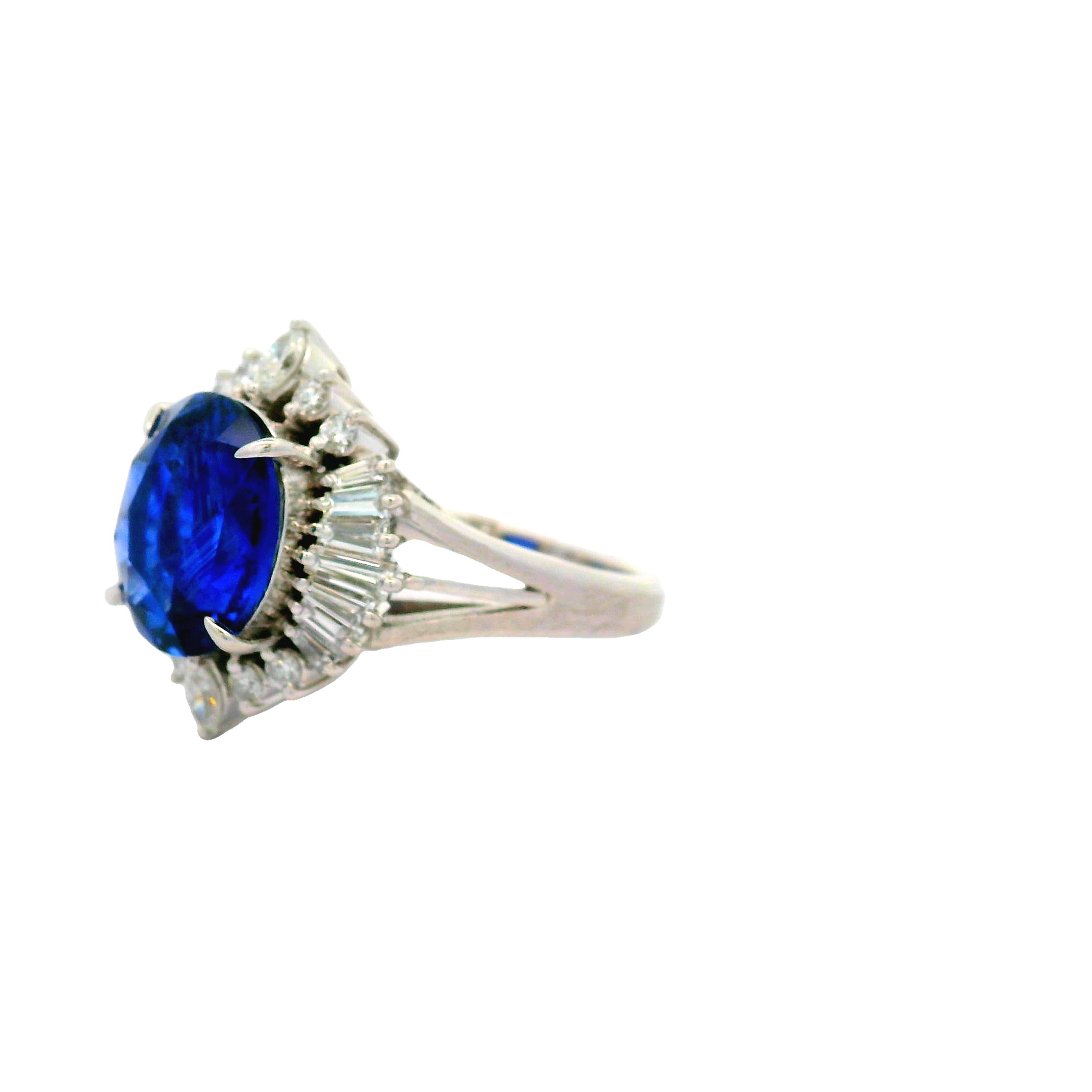 5.03 Carat Ceylon Sapphire Diamond Platinum Ring, GIA Certified