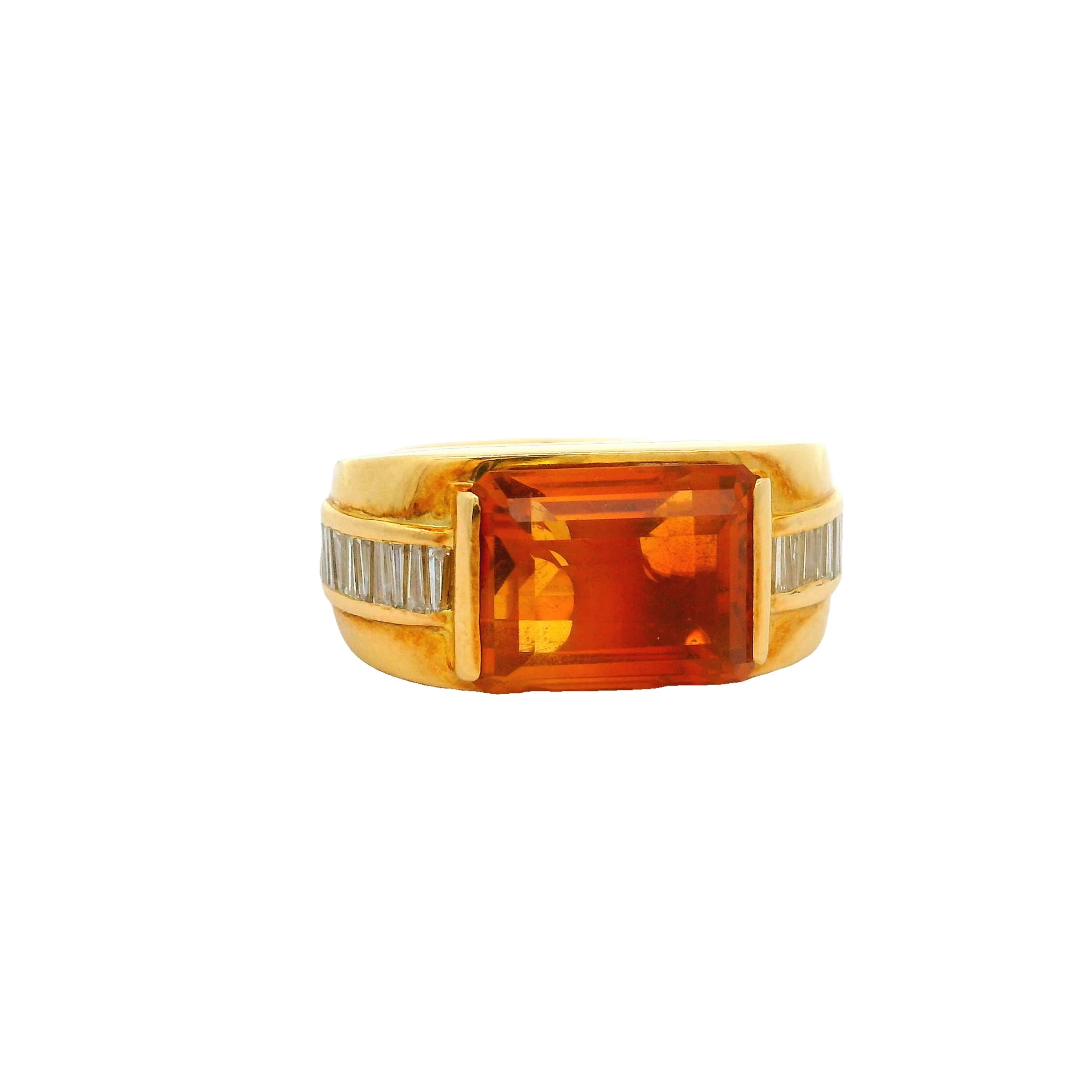 5.10 Carat Citrine Diamond 18k Yellow Gold Ring