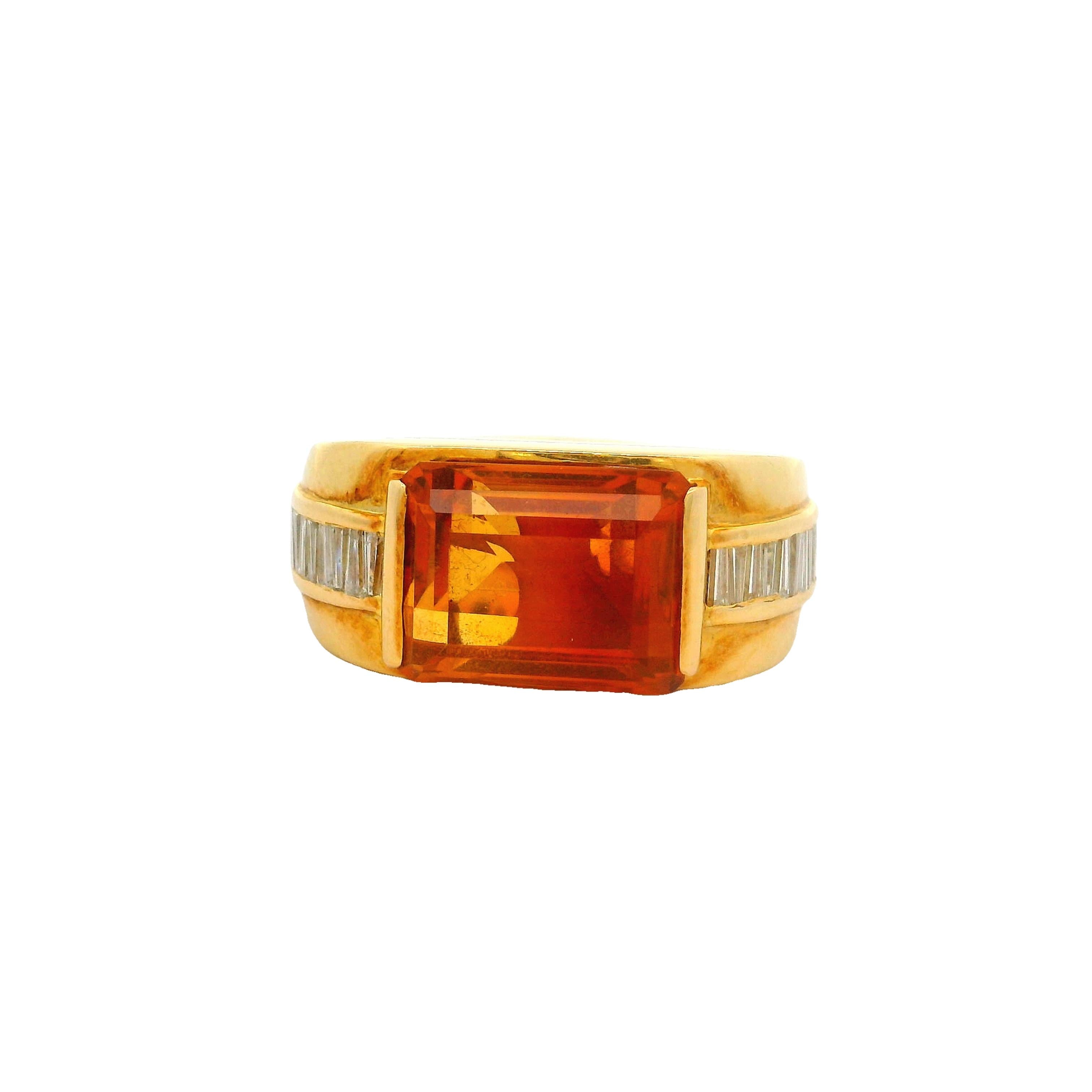 5.10 Carat Citrine Diamond 18k Yellow Gold Ring