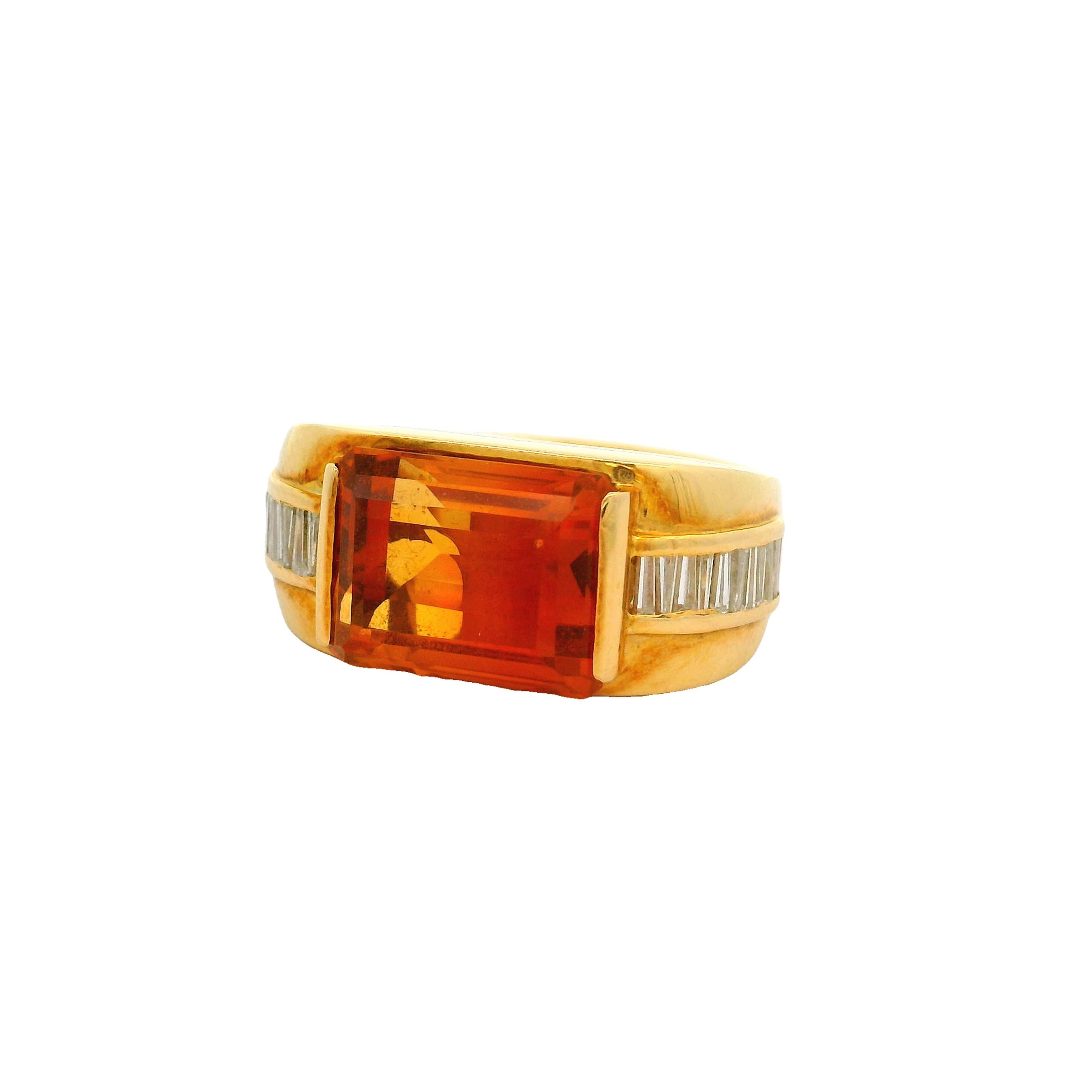 5.10 Carat Citrine Diamond 18k Yellow Gold Ring