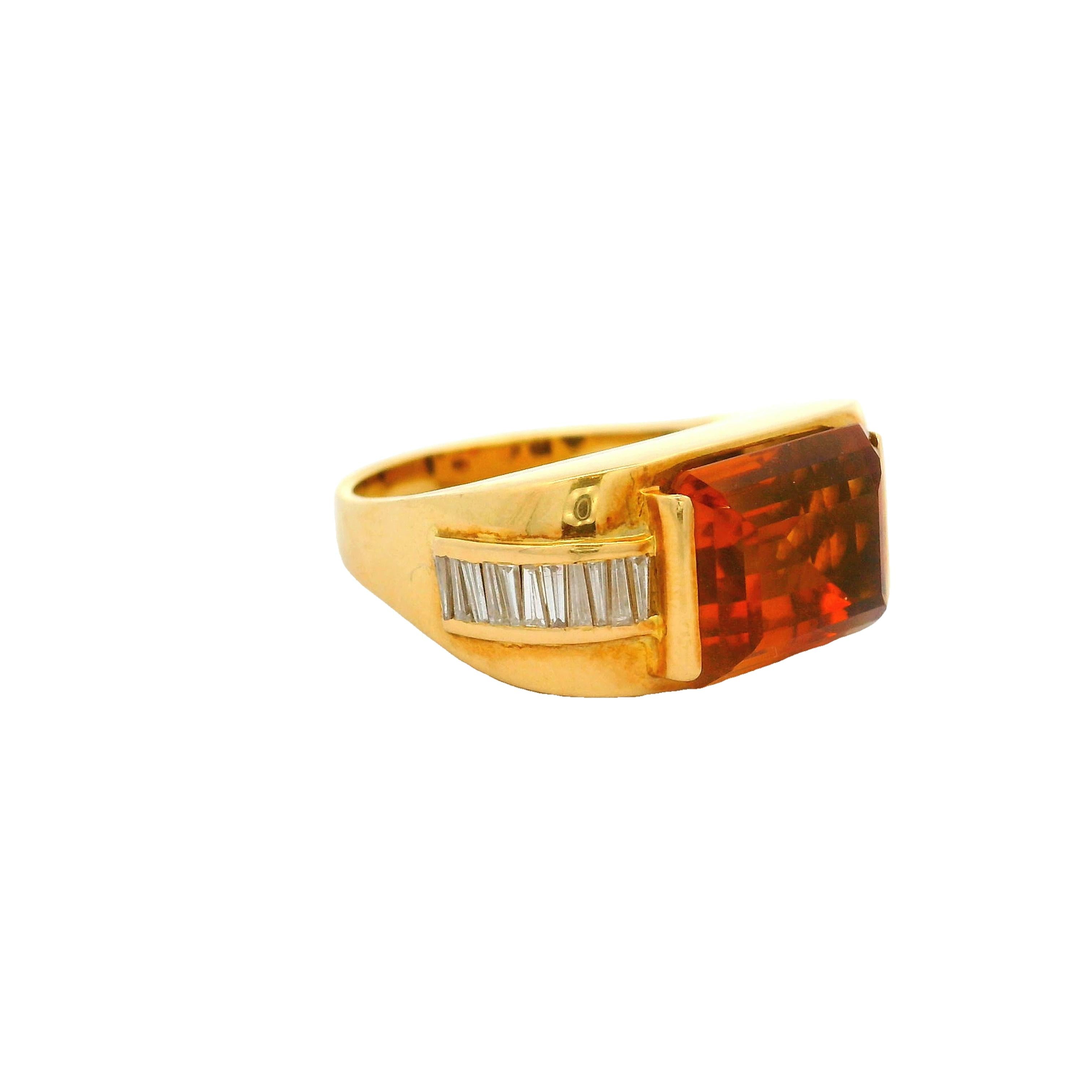 5.10 Carat Citrine Diamond 18k Yellow Gold Ring