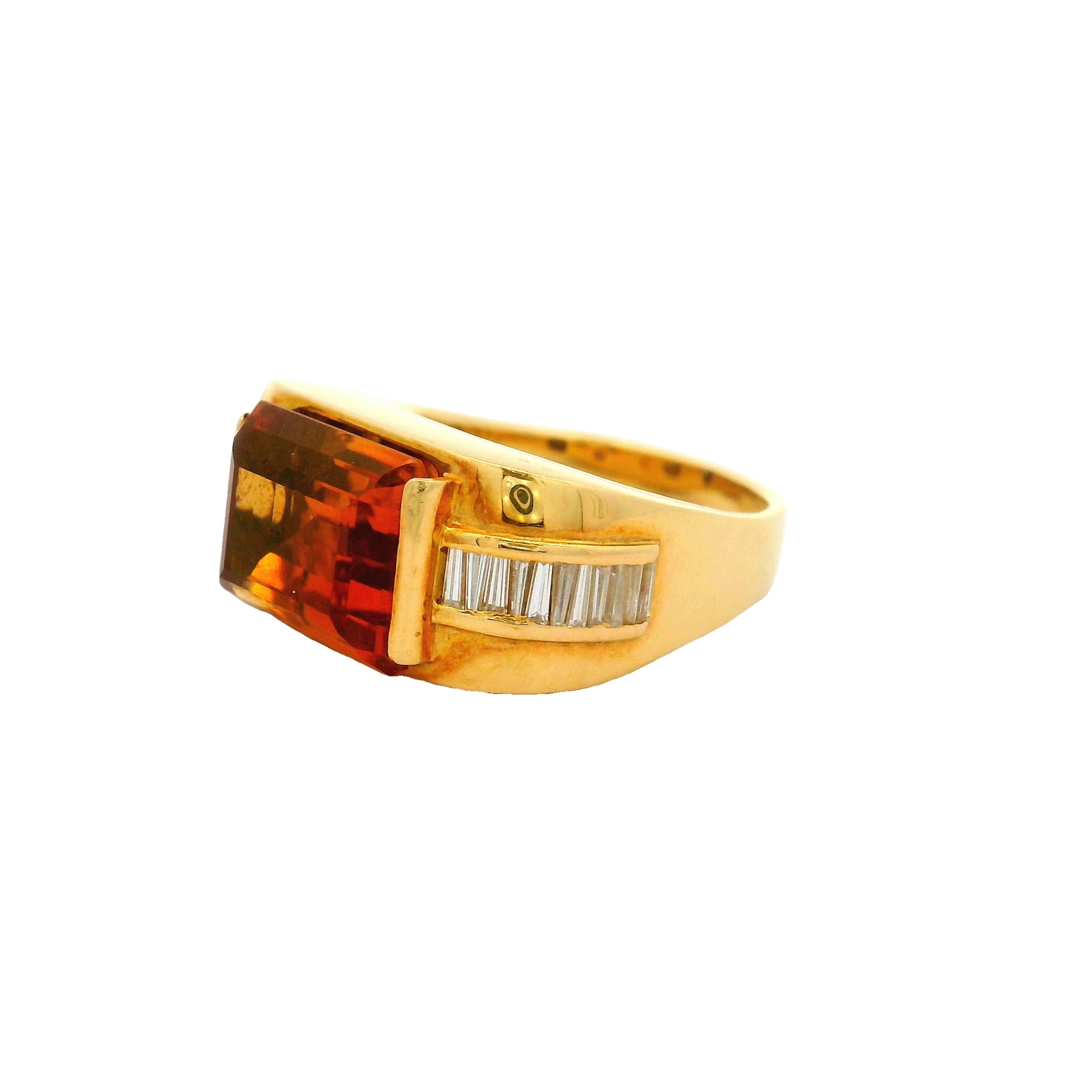 5.10 Carat Citrine Diamond 18k Yellow Gold Ring