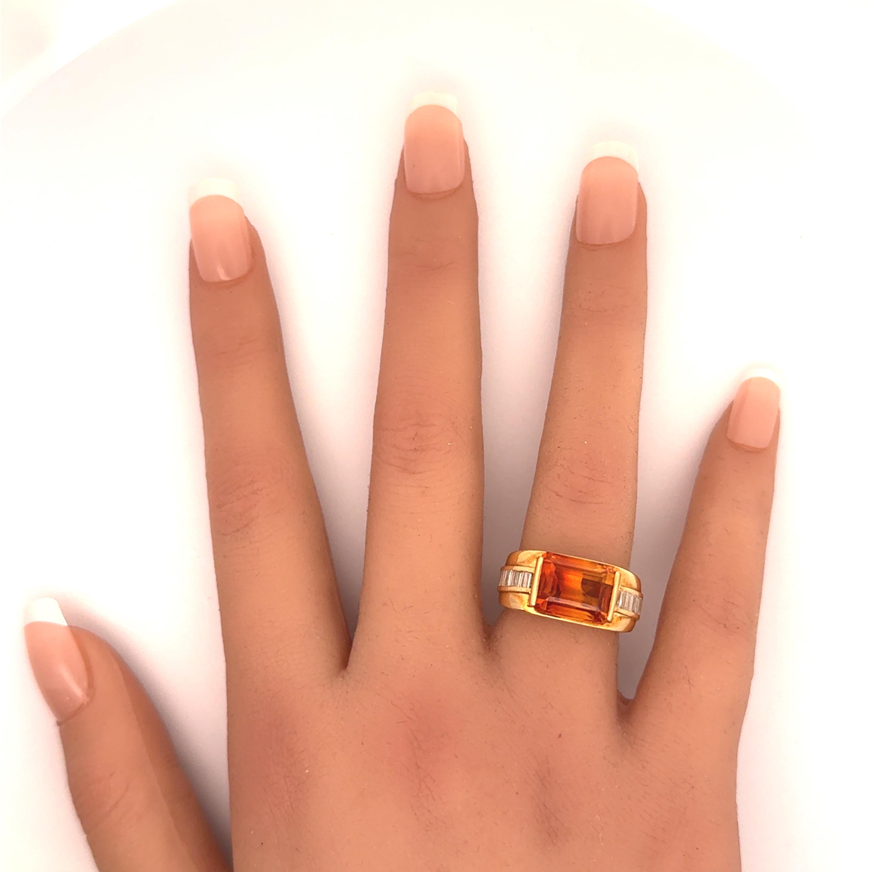 5.10 Carat Citrine Diamond 18k Yellow Gold Ring