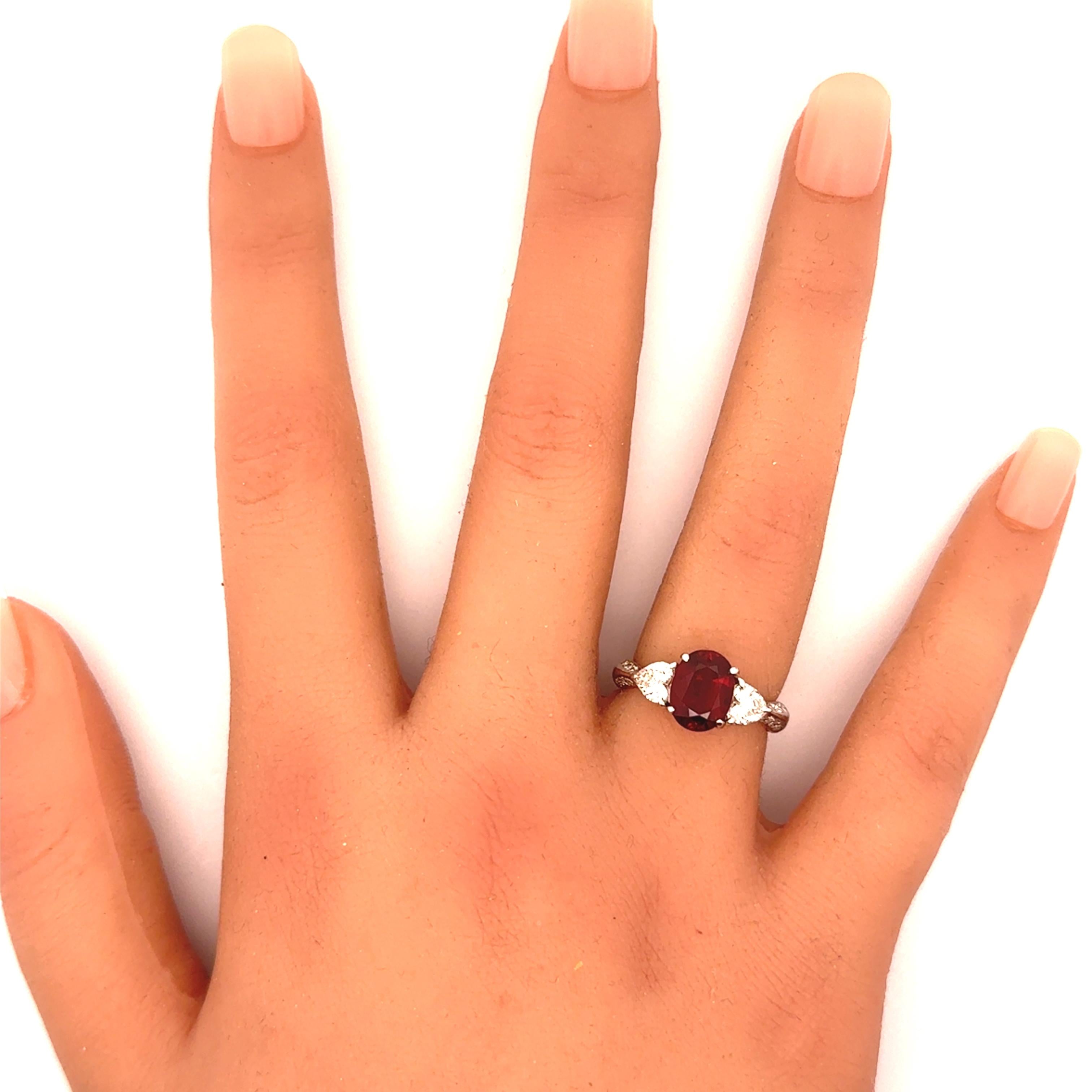2.64 Carat Ruby Diamond Platinum Ring, GIA Certified