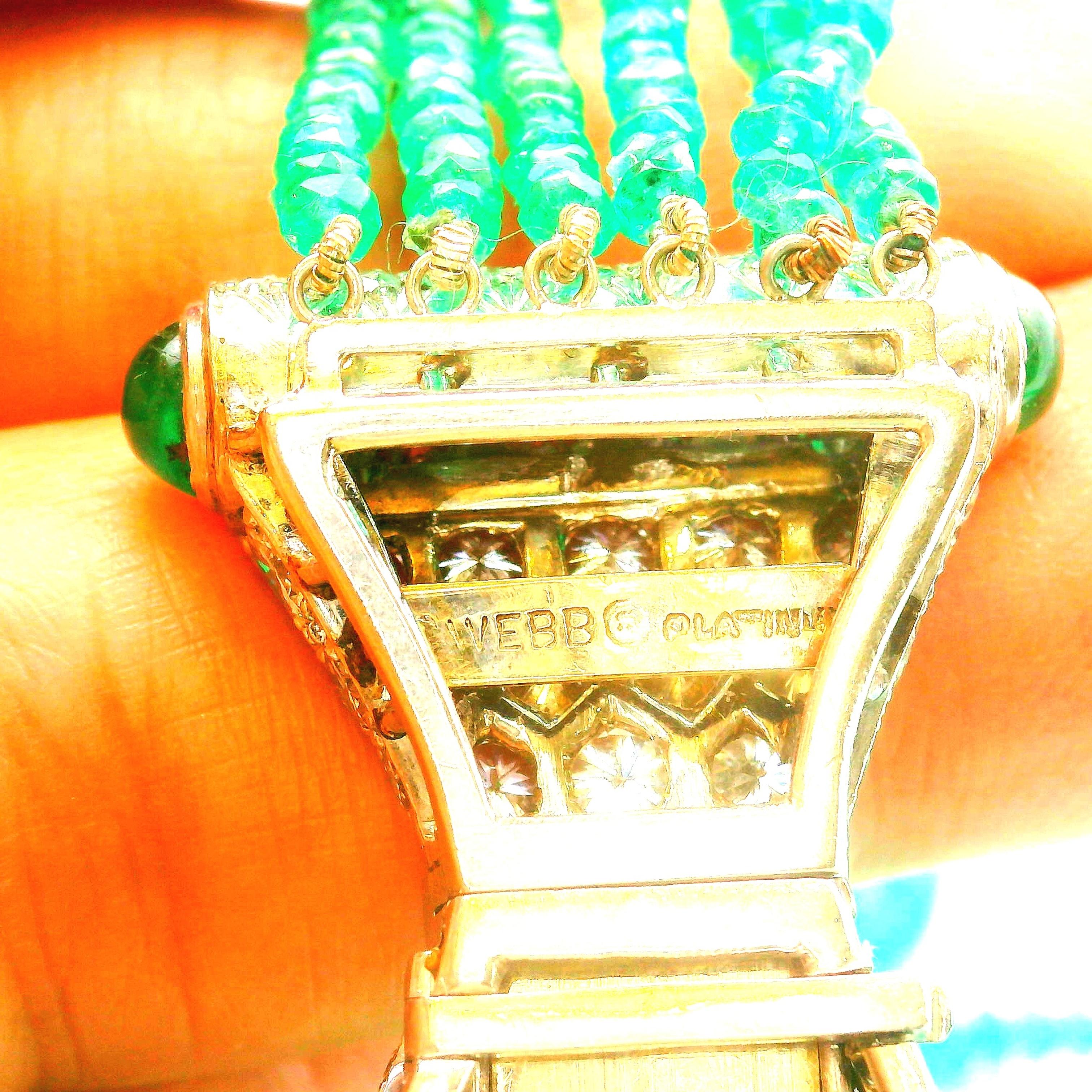 David Webb Emerald Diamond Multi-Strand Beads Necklace