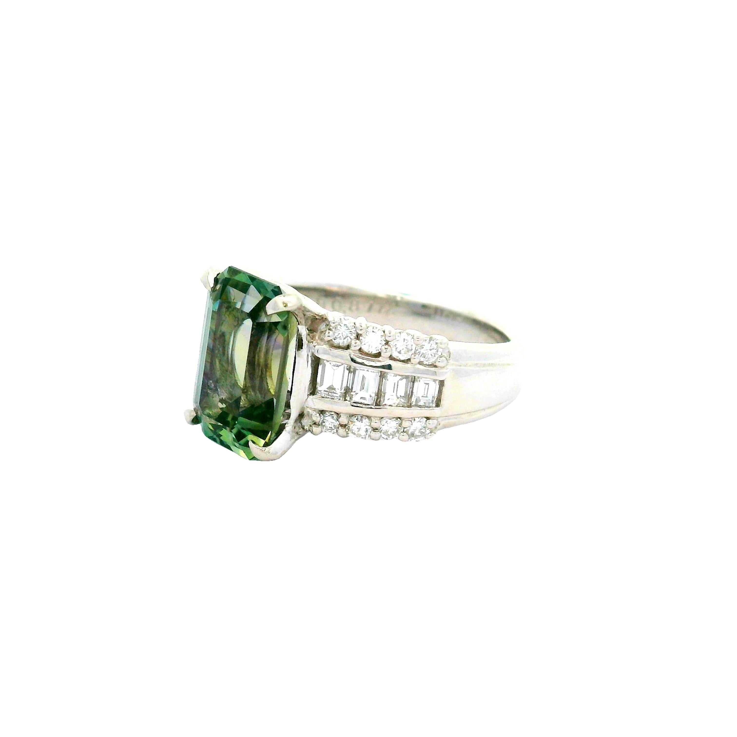 4.18 Carat Bi-color Tanzanite Diamond Platinum Ring