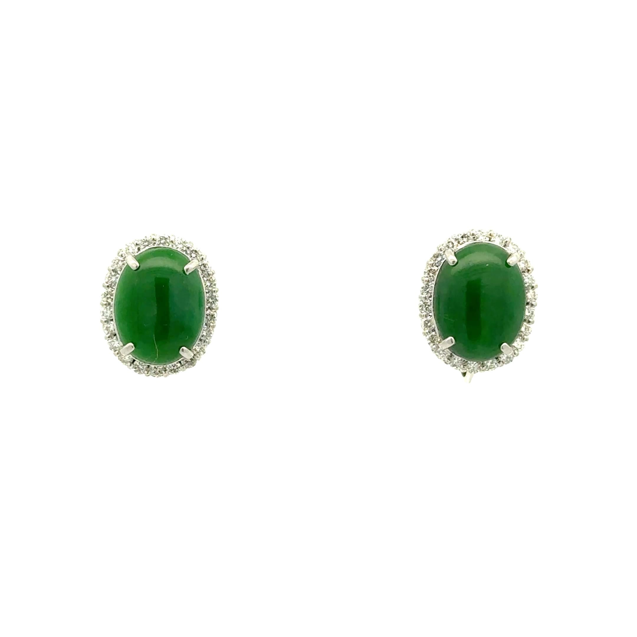 9.23 Carat Jadeite Jade Diamond Platinum Halo Earrings