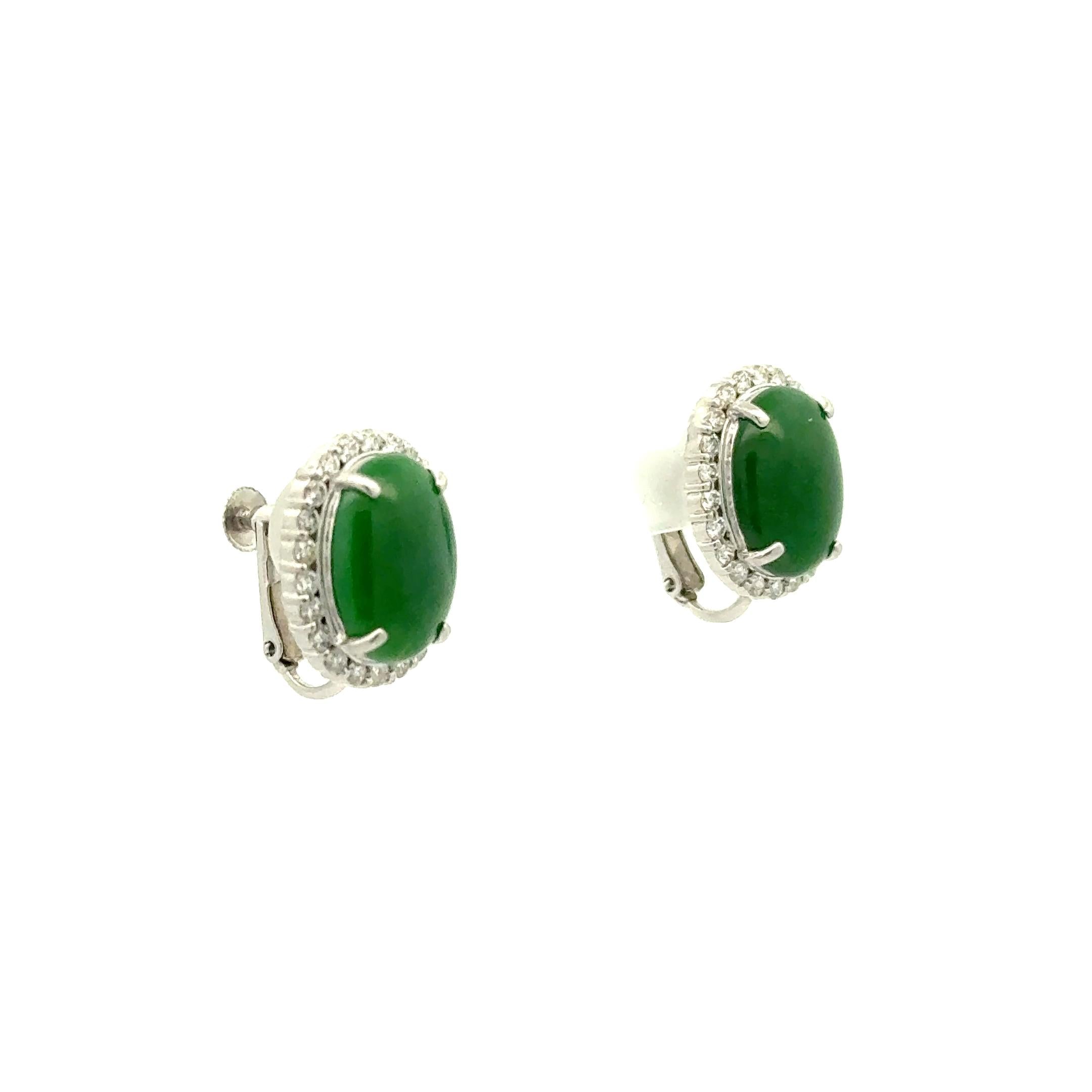9.23 Carat Jadeite Jade Diamond Platinum Halo Earrings