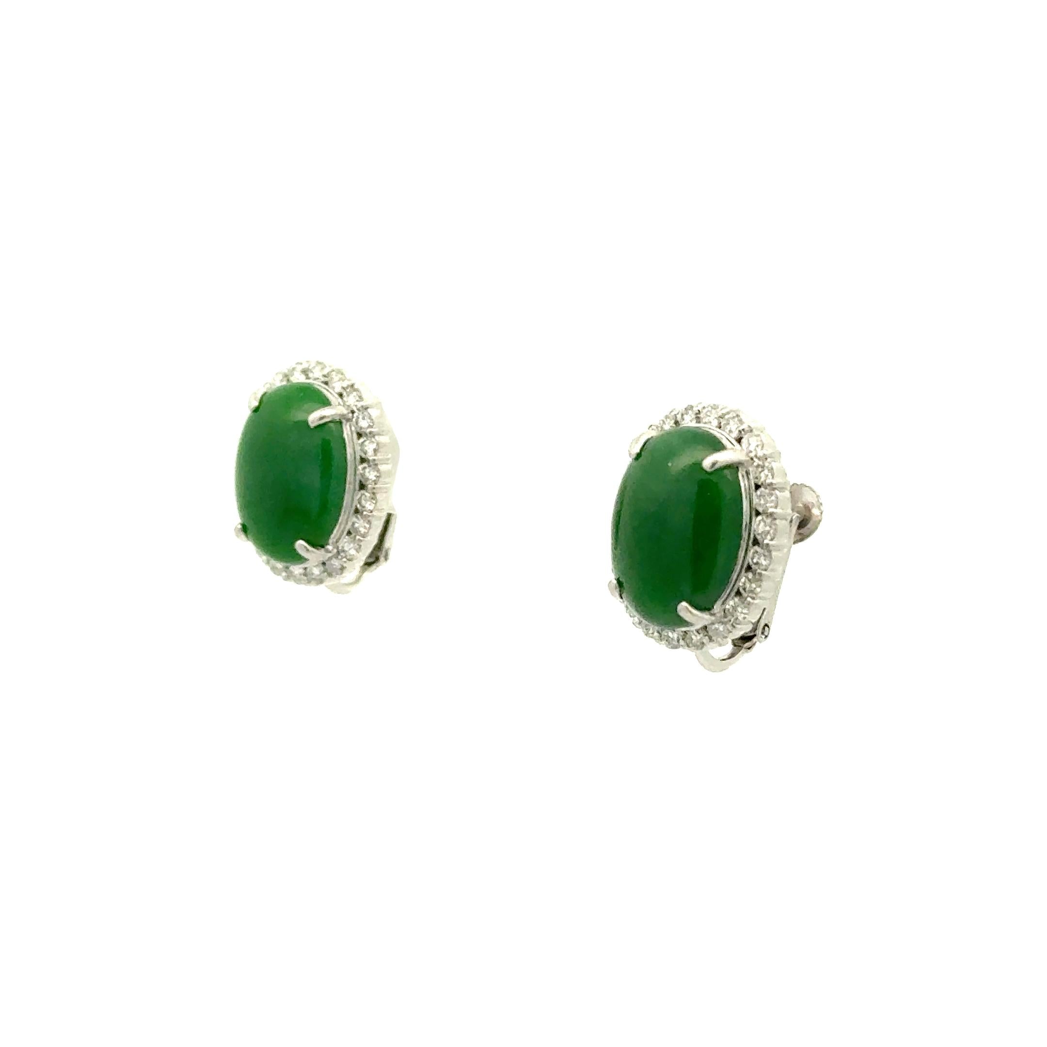 9.23 Carat Jadeite Jade Diamond Platinum Halo Earrings