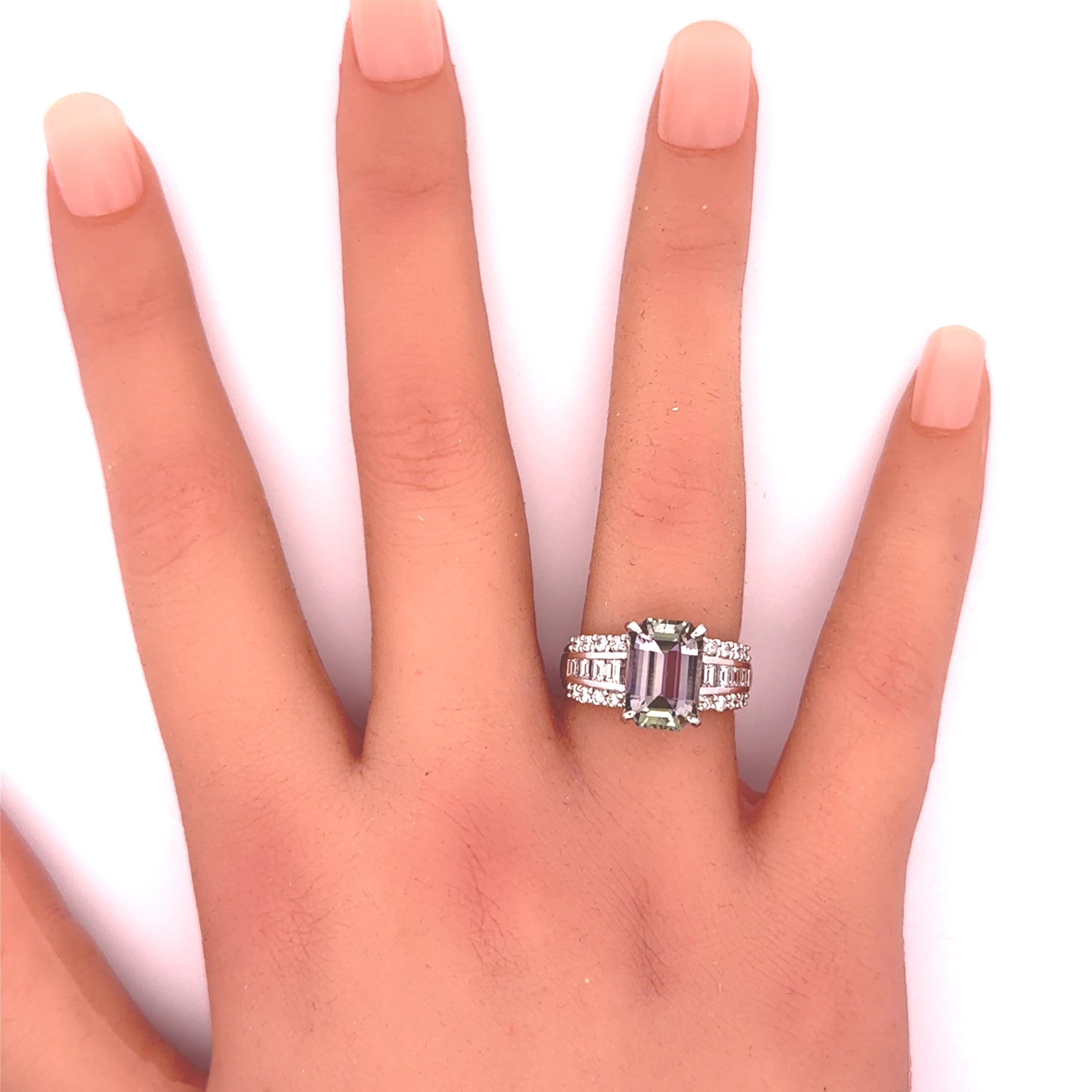 4.18 Carat Bi-color Tanzanite Diamond Platinum Ring