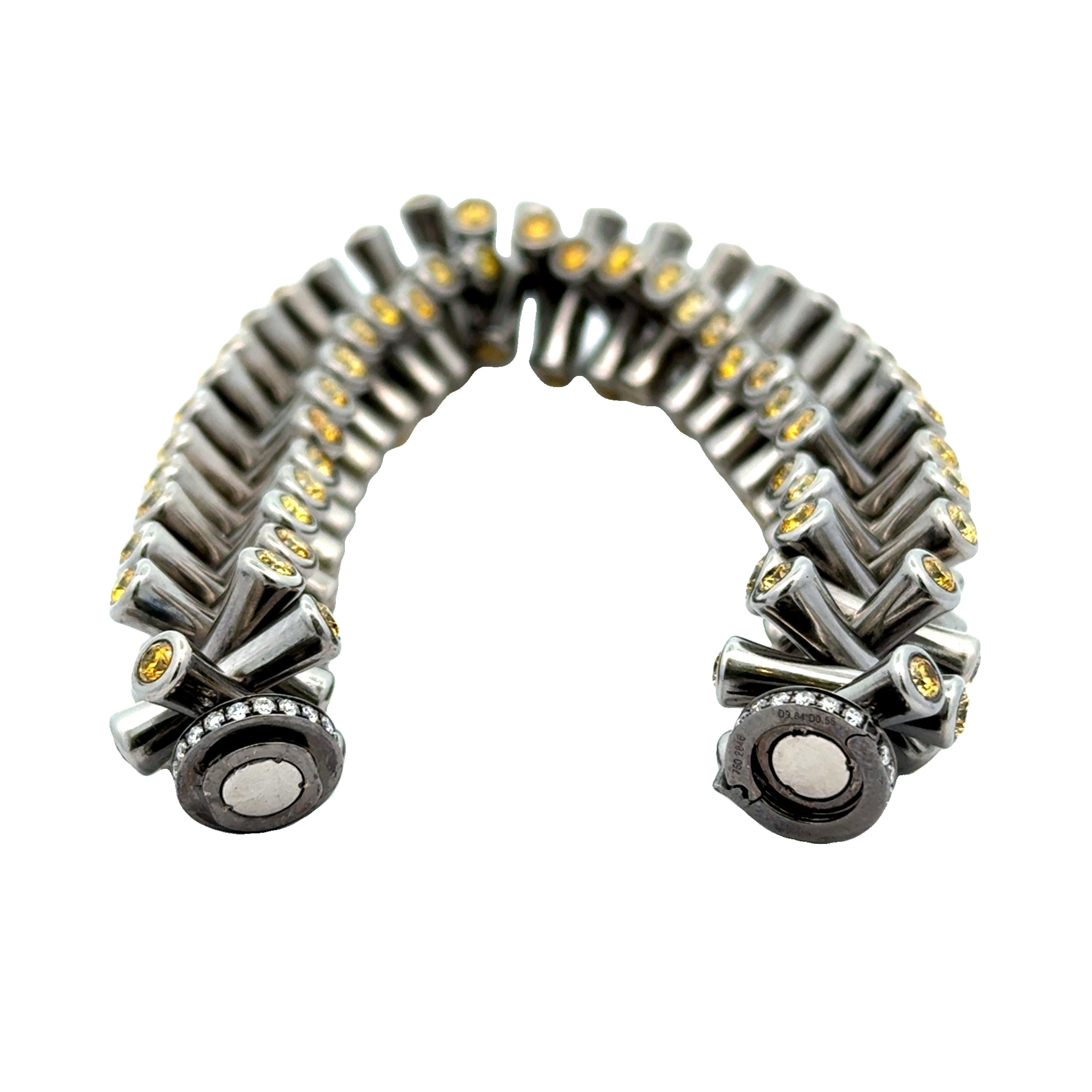 Lugano Fancy Yellow Diamond Titanium Stretch Bracelet, GIA Certified