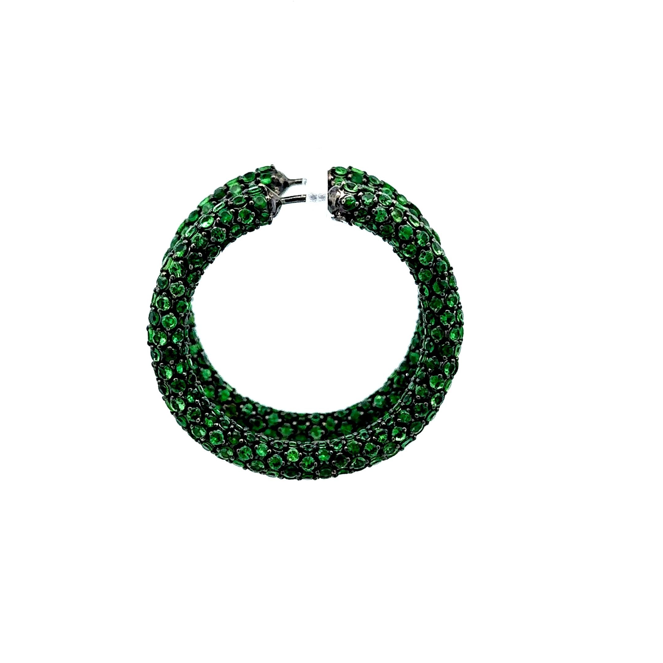 Tsavorite-Garnet Inside-Out 18k Gold Hoop Earrings