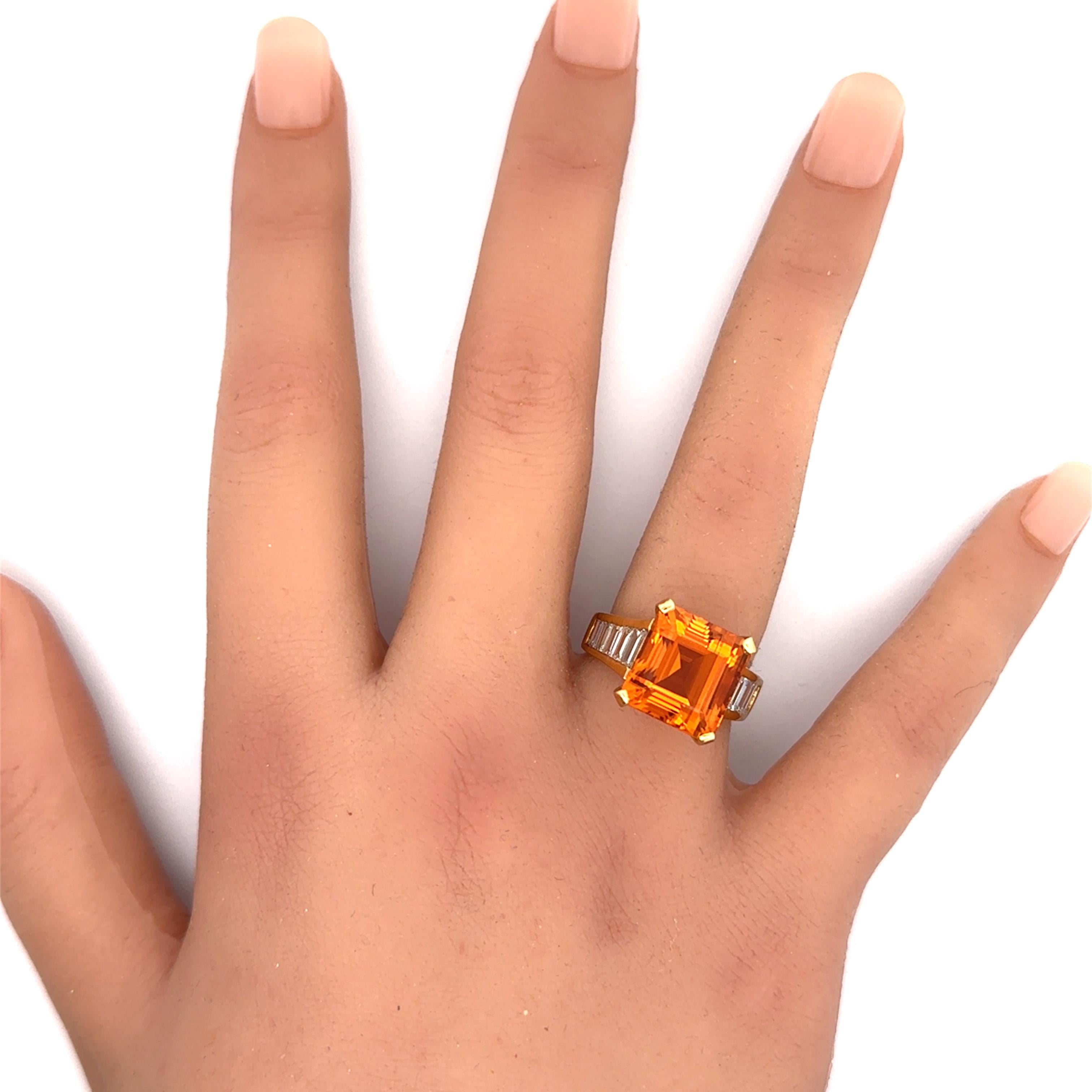 10.00 Carat Imperial Topaz Diamond 18k Yellow Gold Ring