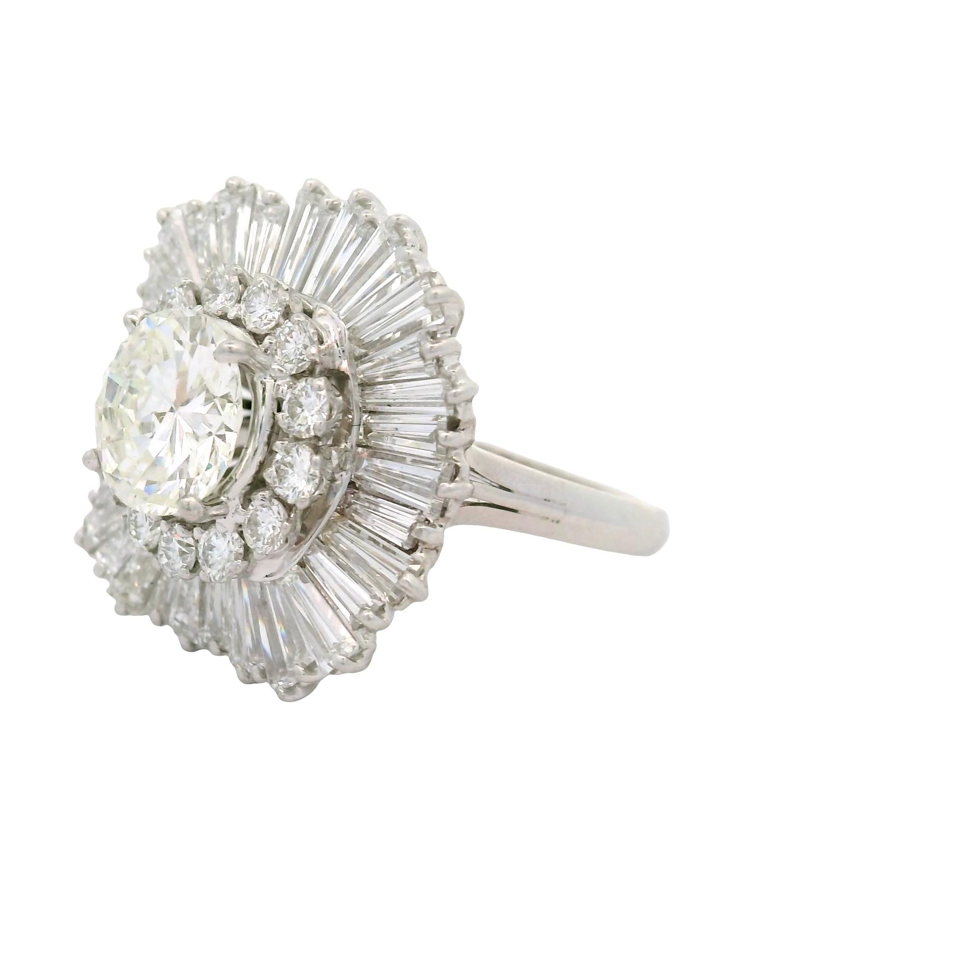 2.16 Carat Diamond Round Double Halo Platinum Ballerina Ring