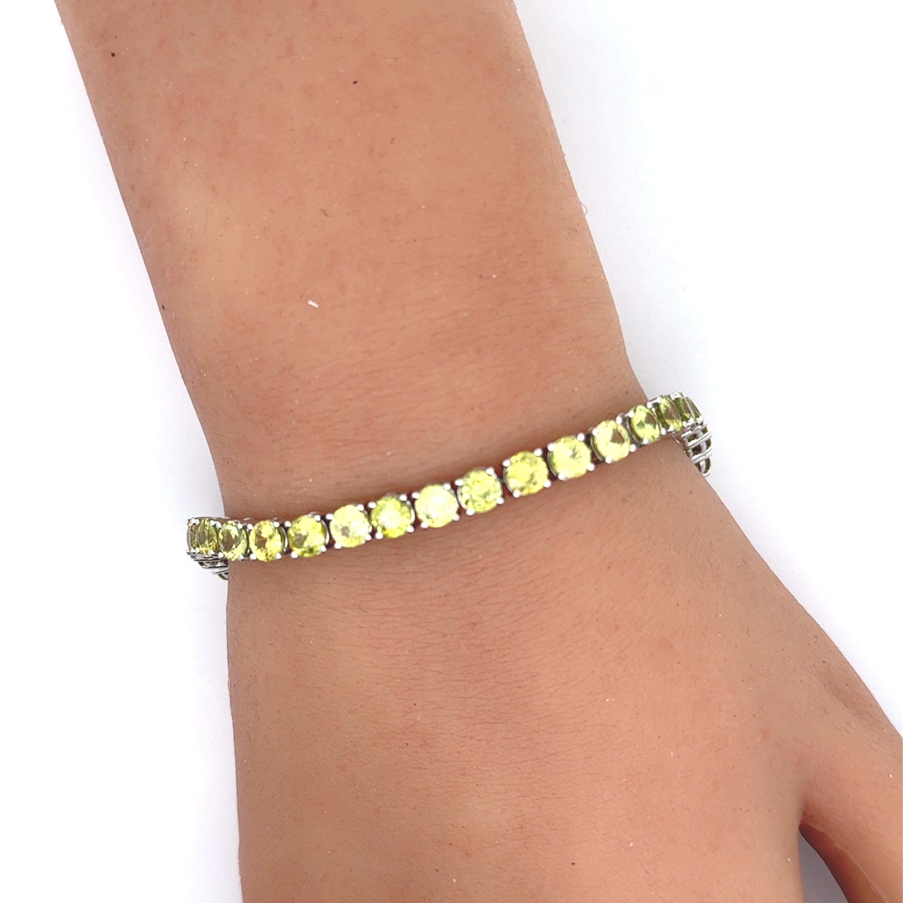 14k White Gold Sphene Tennis Bracelet
