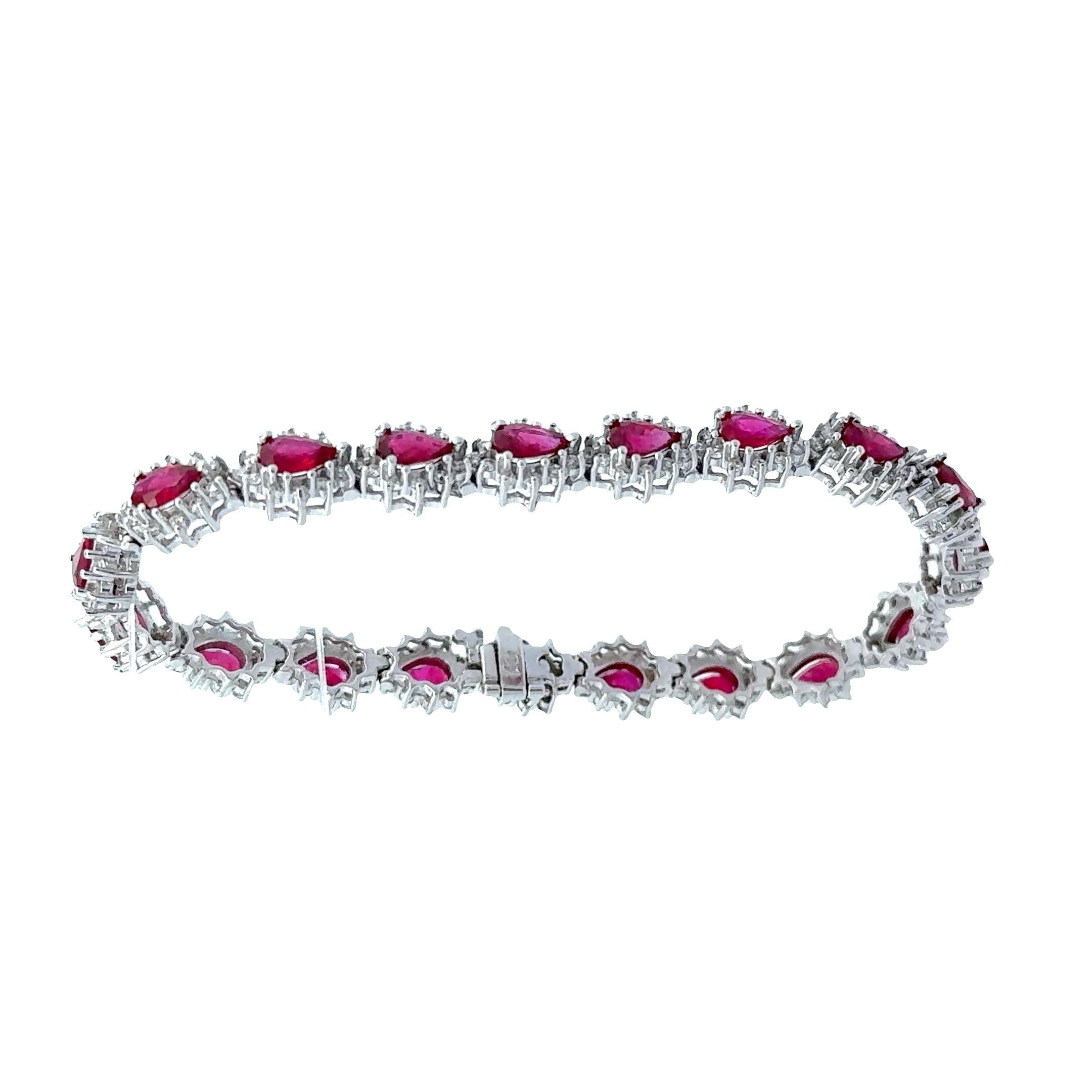 Ruby Diamond 14k White Gold Tennis Bracelet