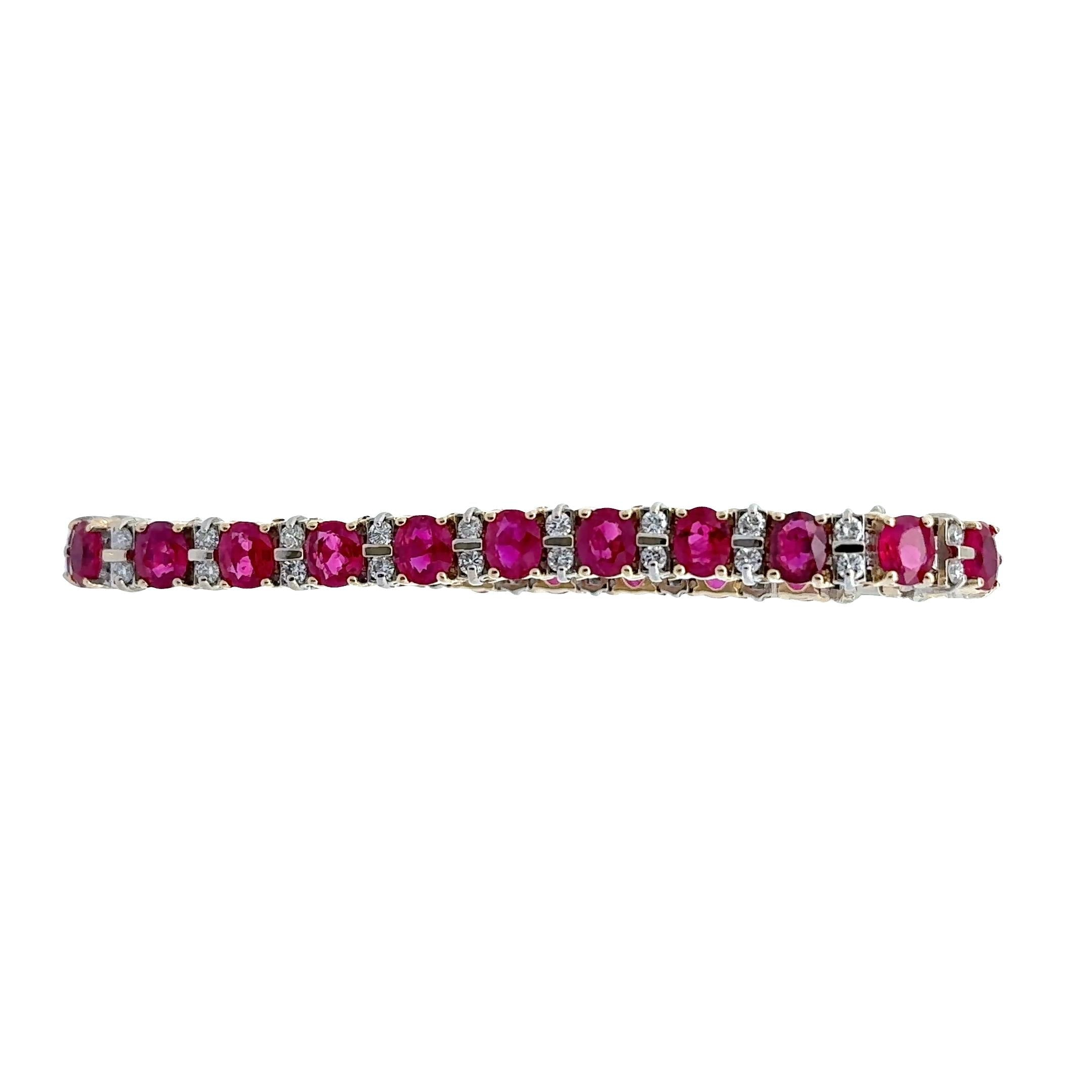 Superb Ruby Diamond 14k Two-Tone Gold Bracelet