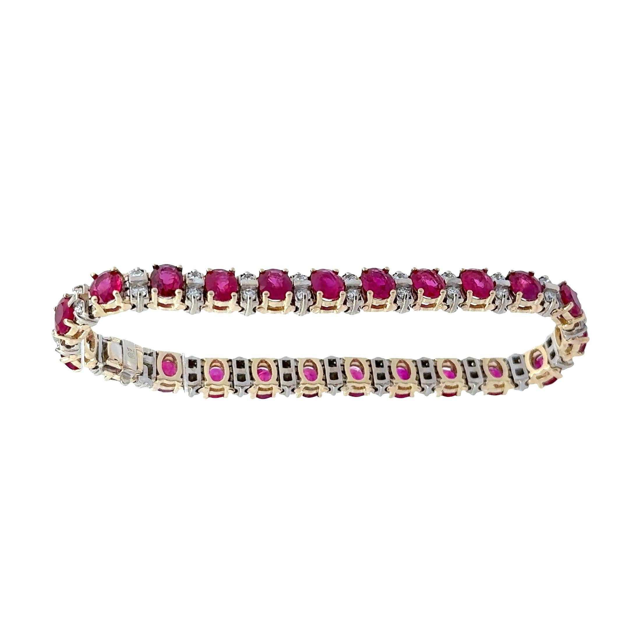 Superb Ruby Diamond 14k Two-Tone Gold Bracelet