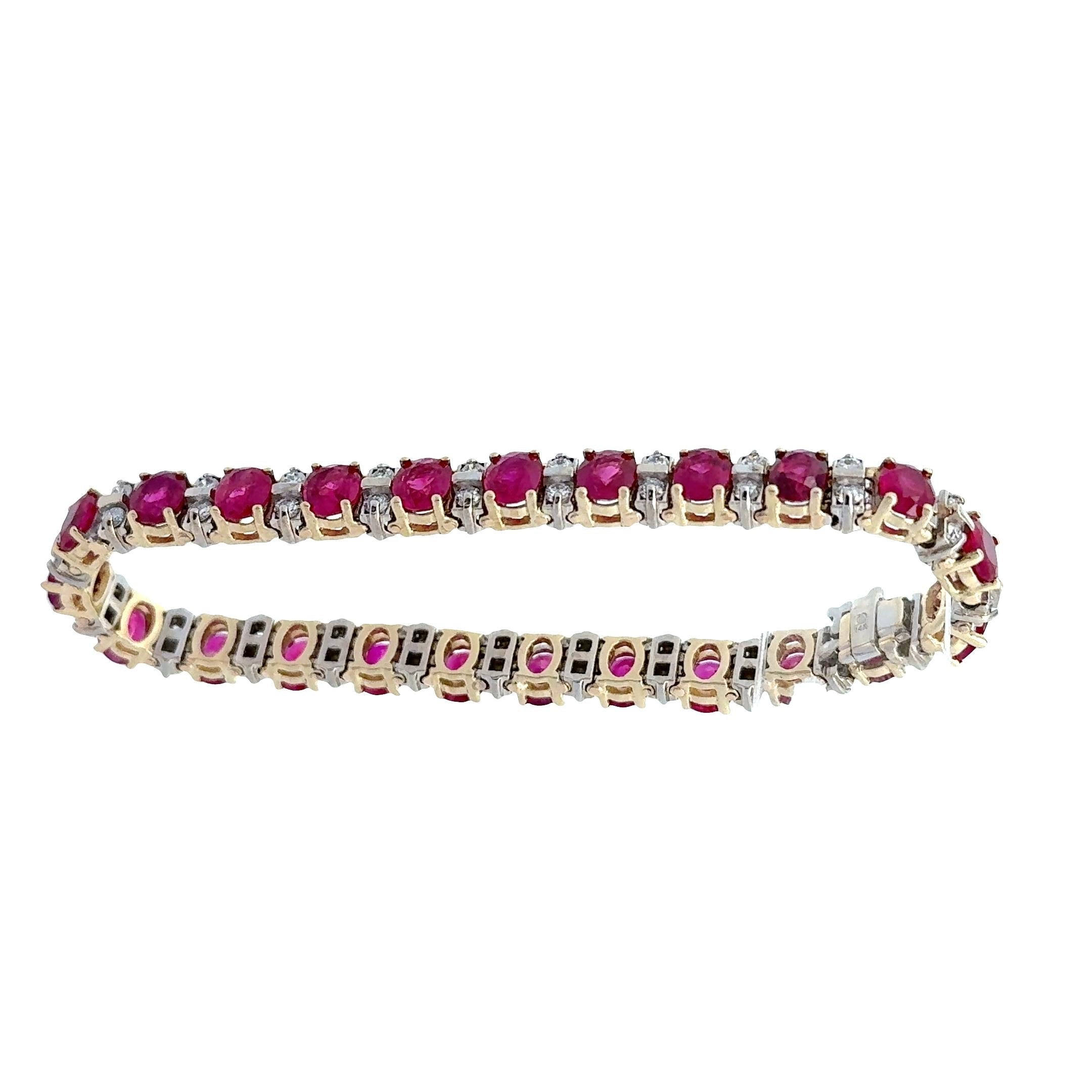 Superb Ruby Diamond 14k Two-Tone Gold Bracelet