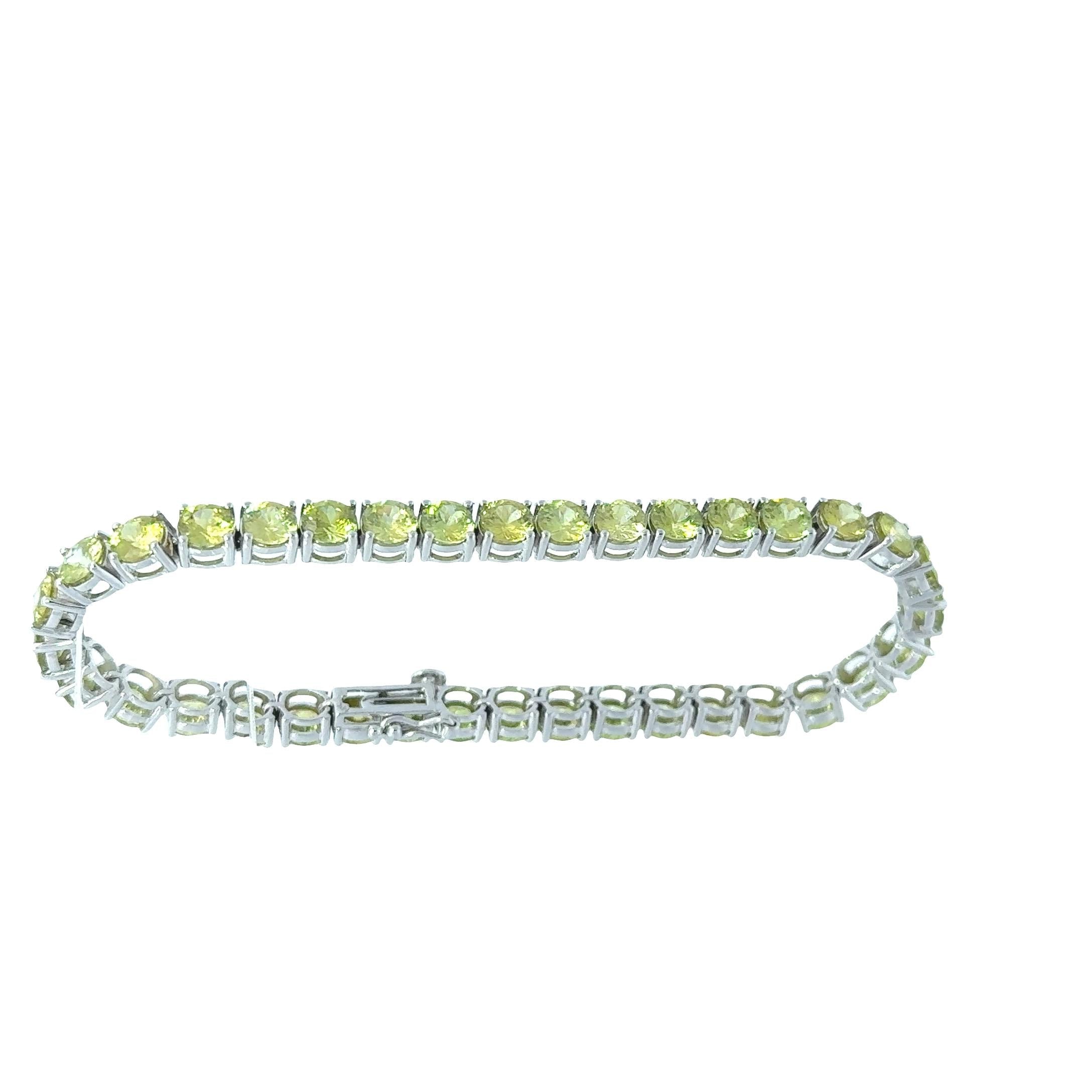14k White Gold Sphene Tennis Bracelet