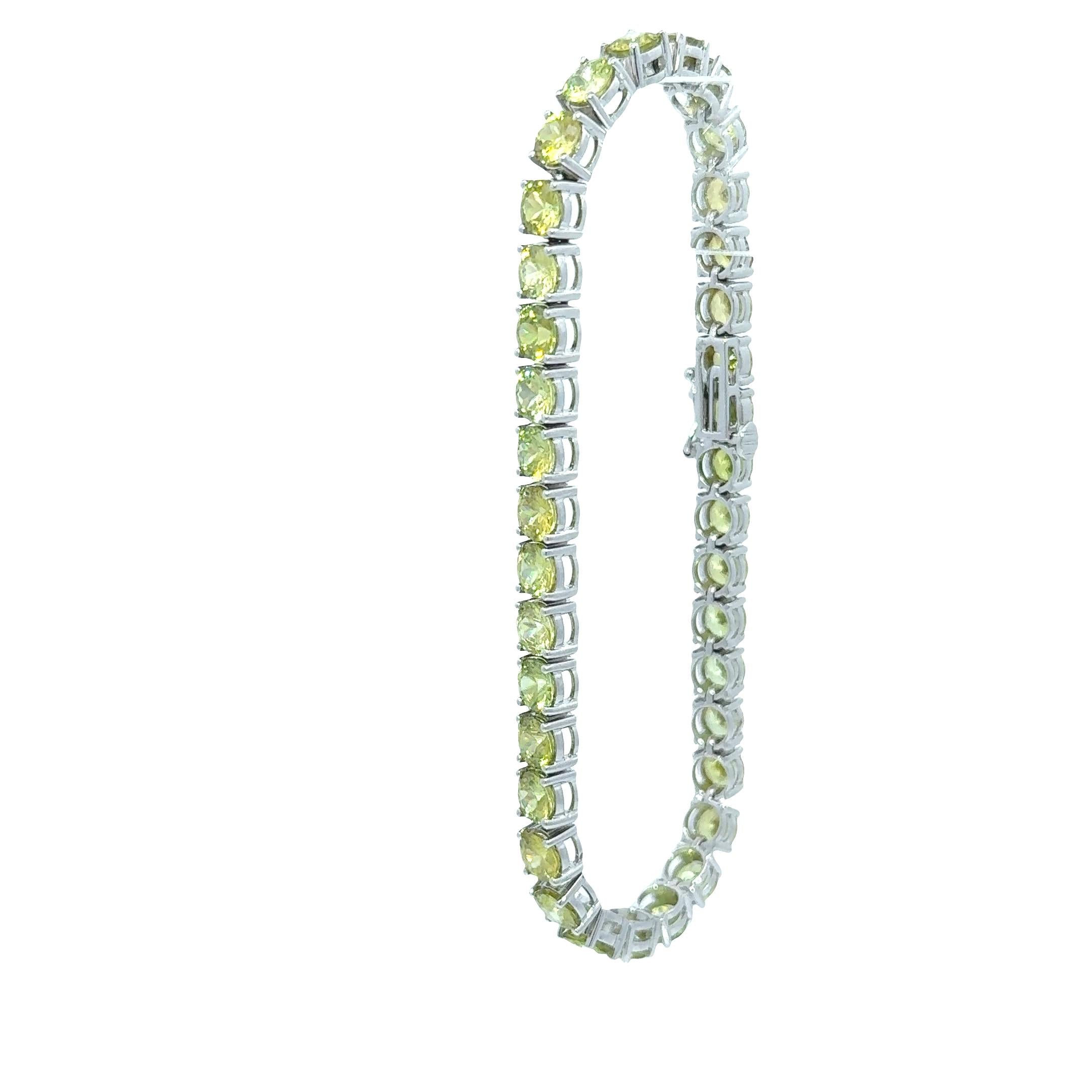 14k White Gold Sphene Tennis Bracelet