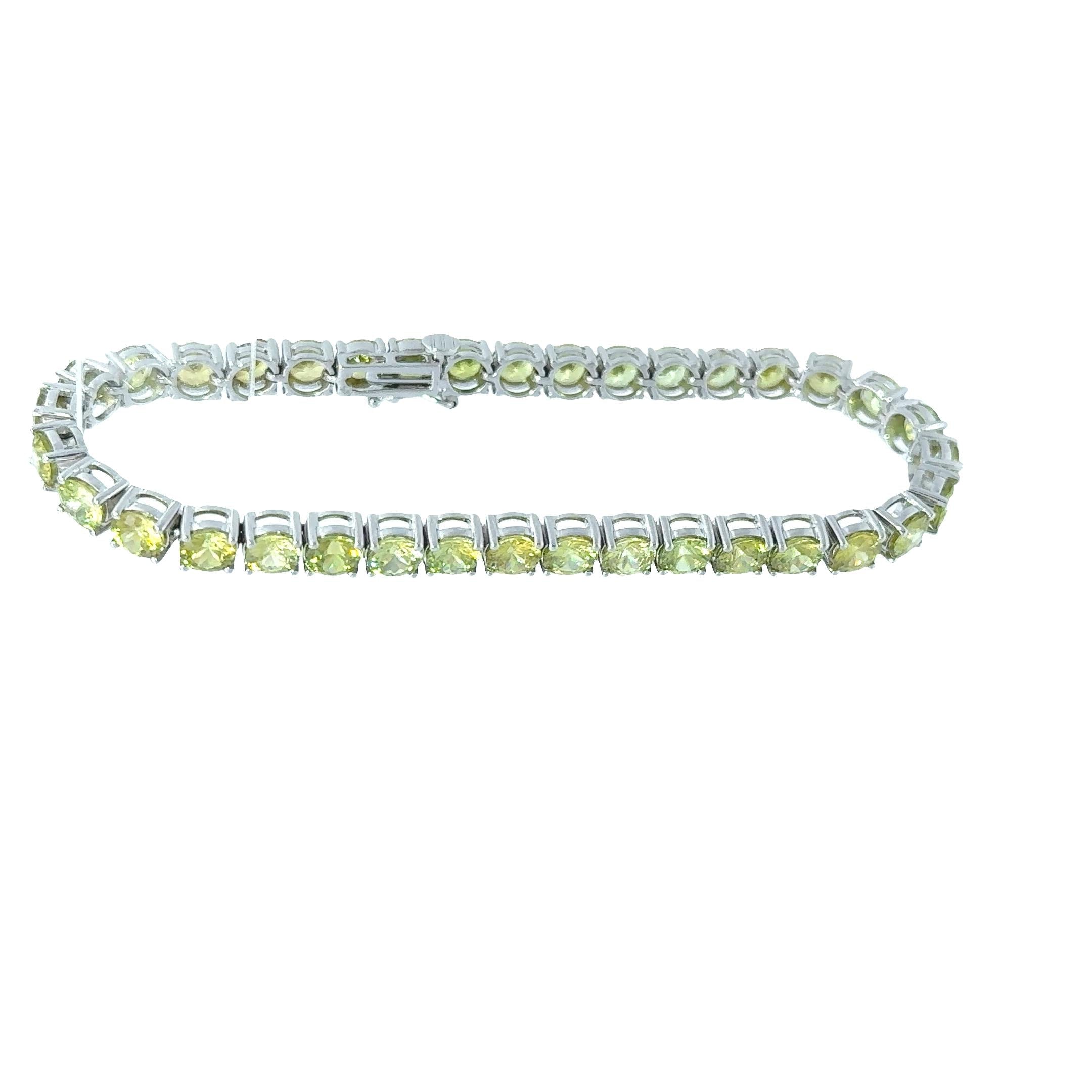 14k White Gold Sphene Tennis Bracelet
