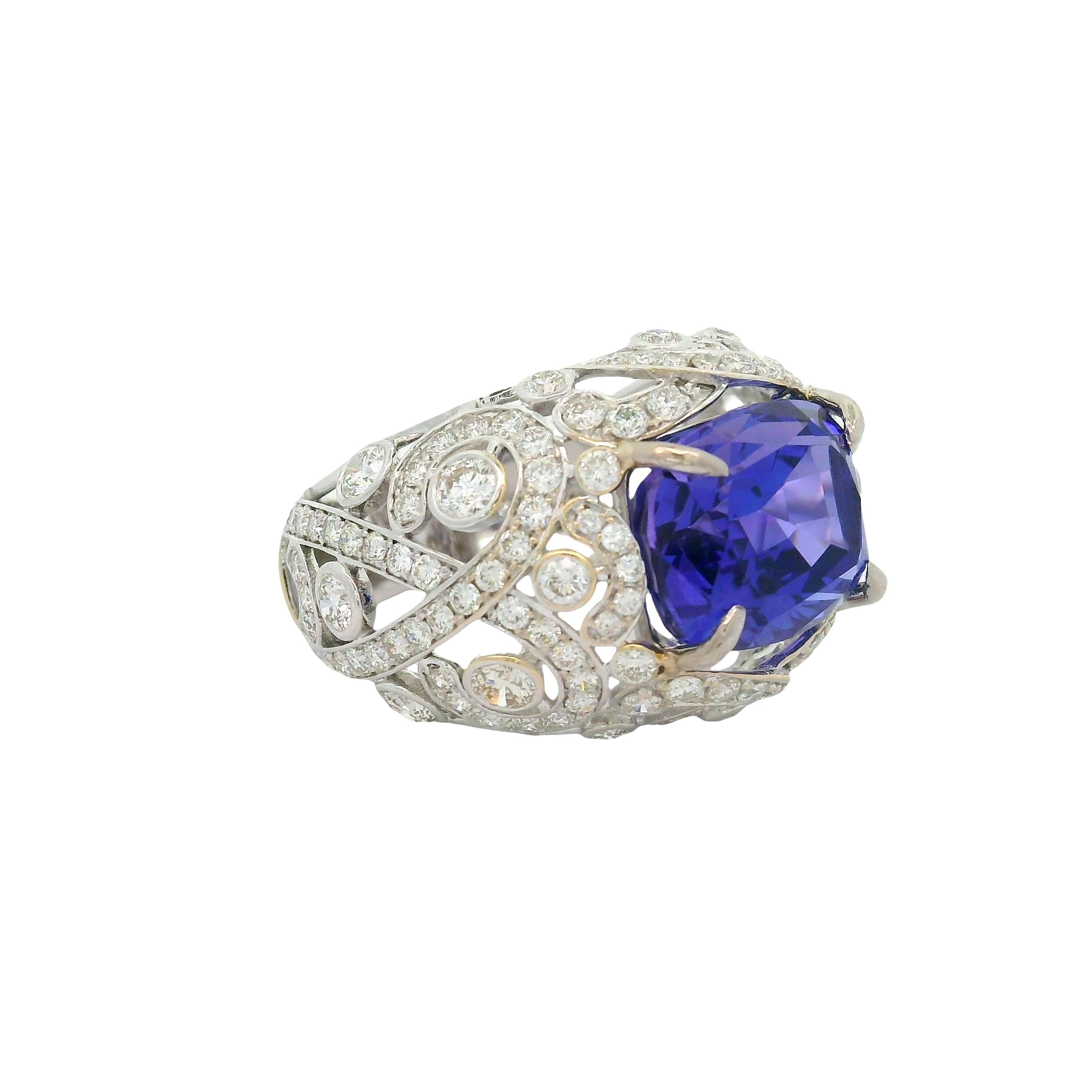 7.49 Carat Tanzanite Diamond 18K White Gold Ring