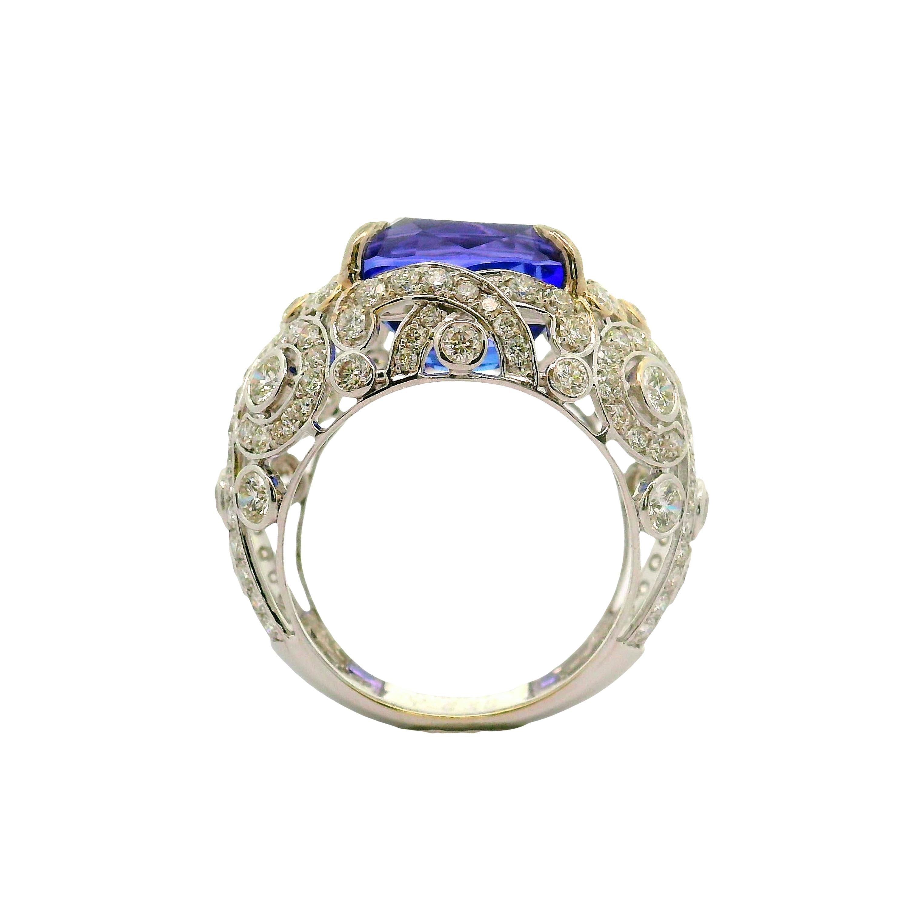 7.49 Carat Tanzanite Diamond 18K White Gold Ring