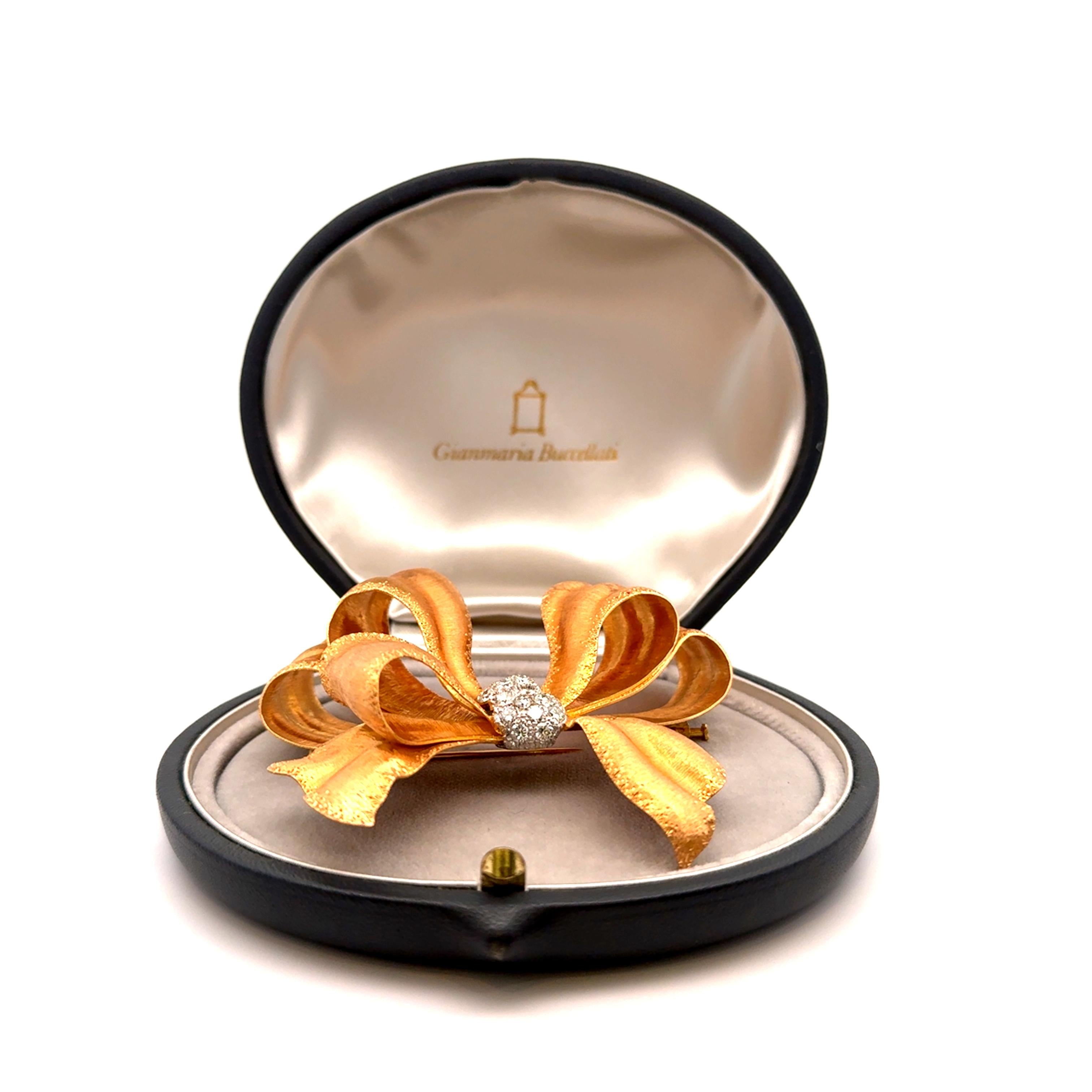 Buccellati Diamond 18K Gold Ribbon-Bow Brooch