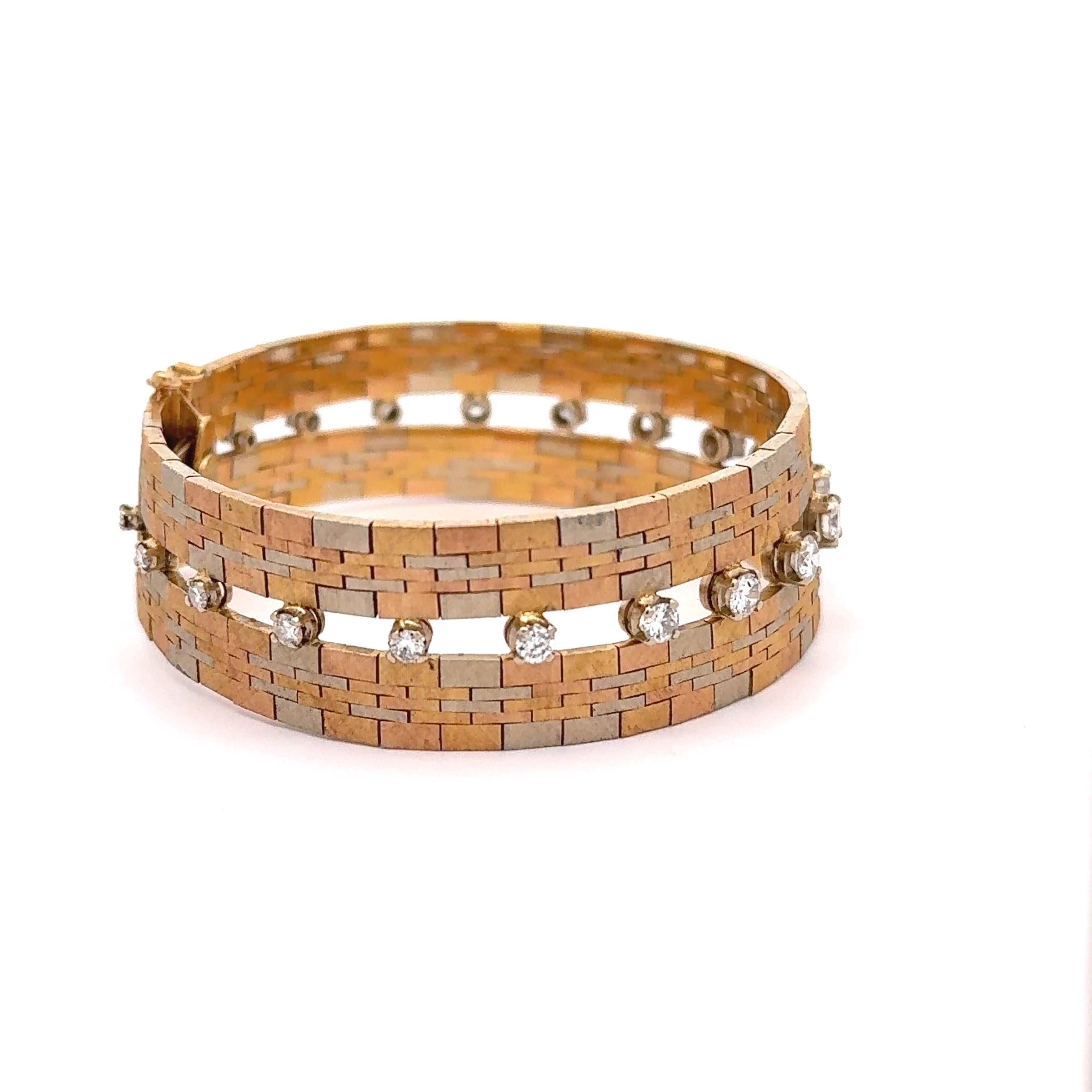Ugo Bellini Diamond 18k Tri-tone Gold Italian Bracelet