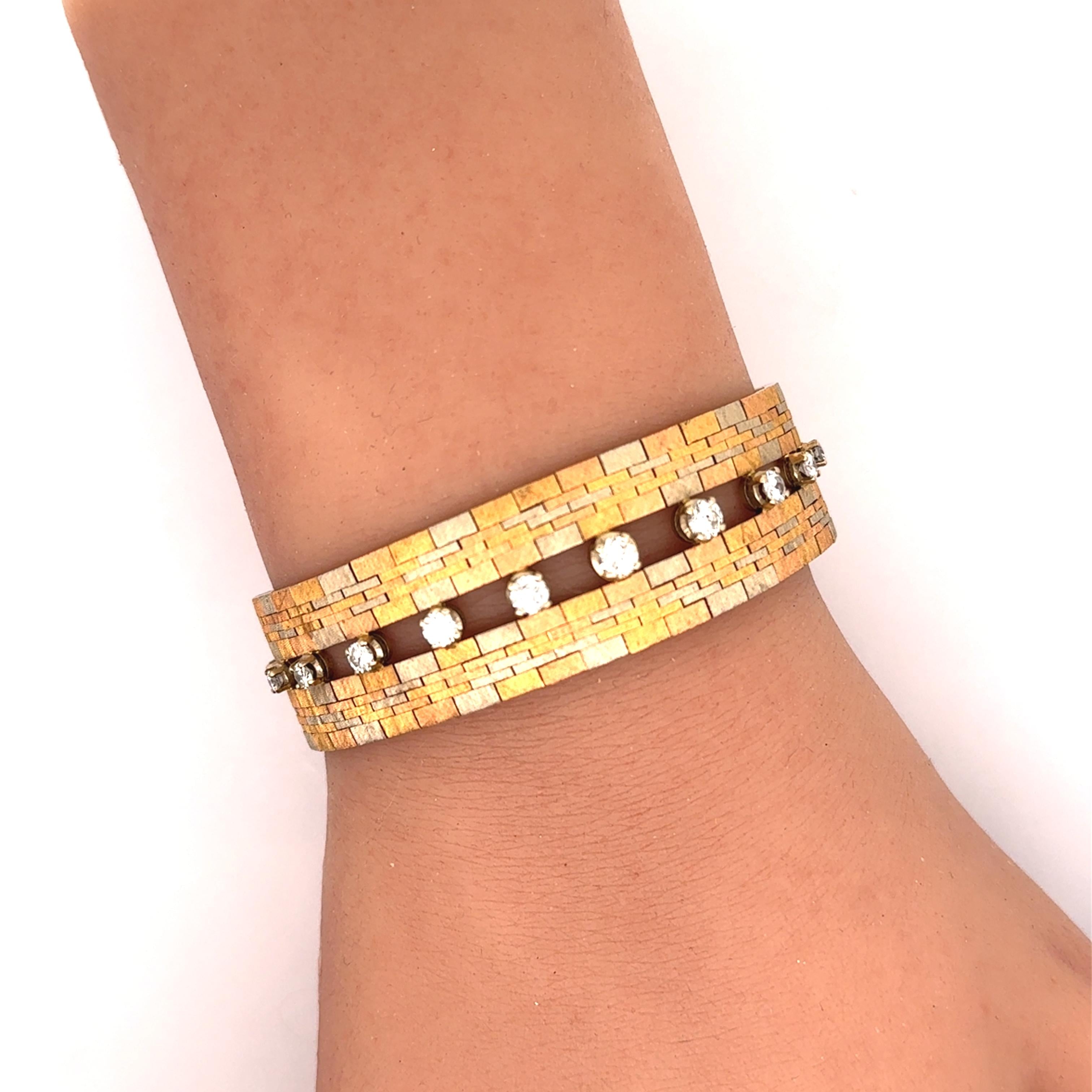 Ugo Bellini Diamond 18k Tri-tone Gold Italian Bracelet