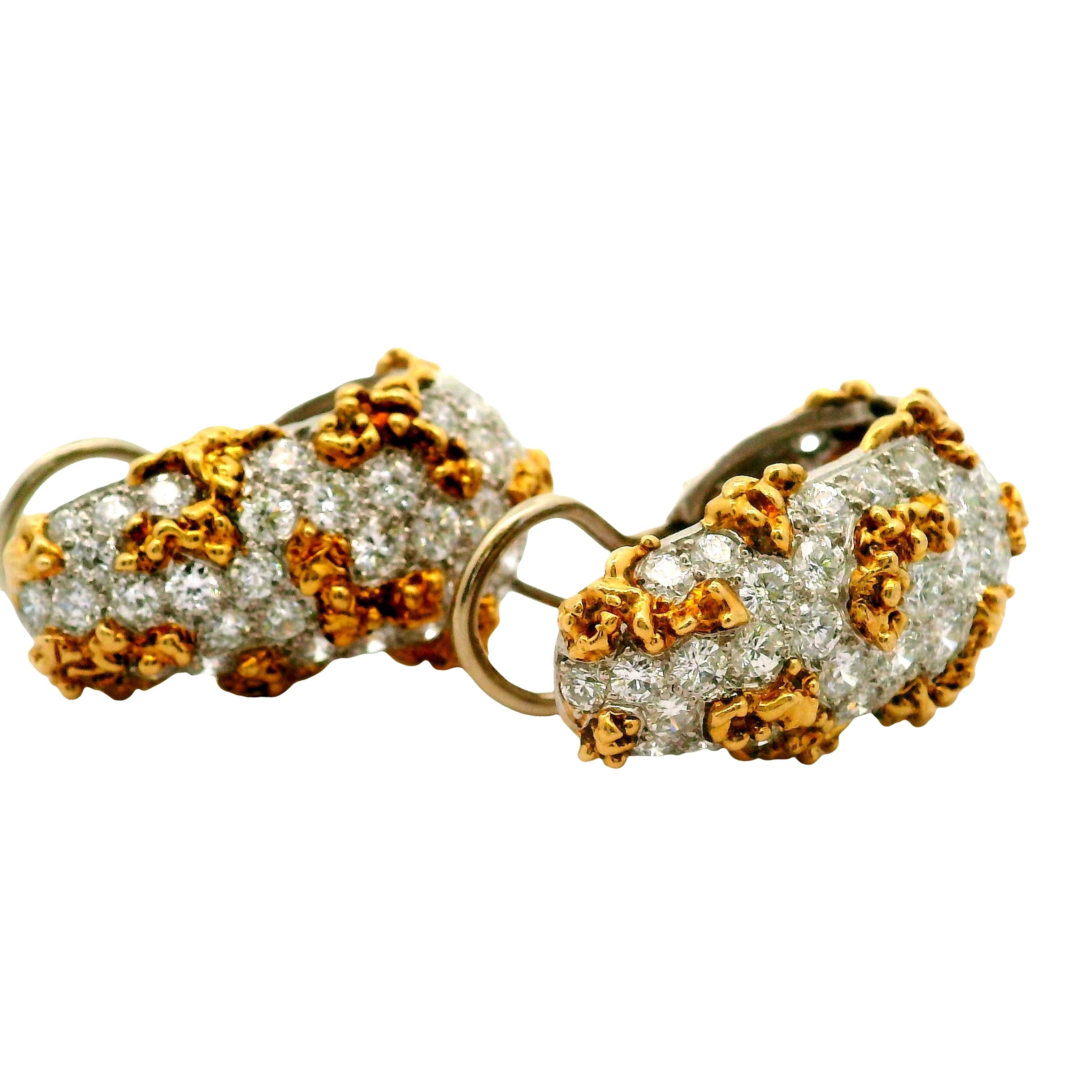 Ruser Diamond 18k White & Yellow Gold Huggie Earrings