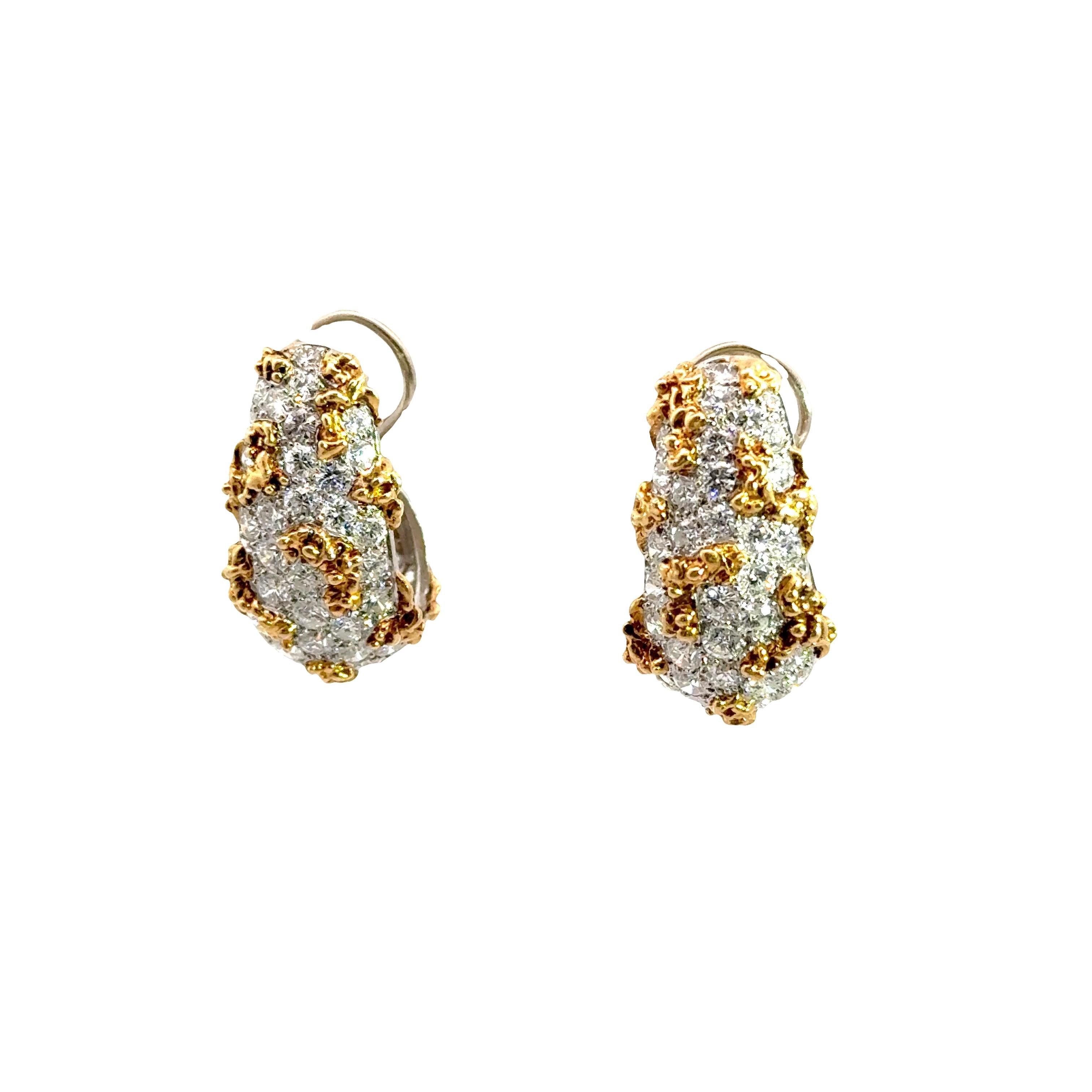 Ruser Diamond 18k White & Yellow Gold Huggie Earrings