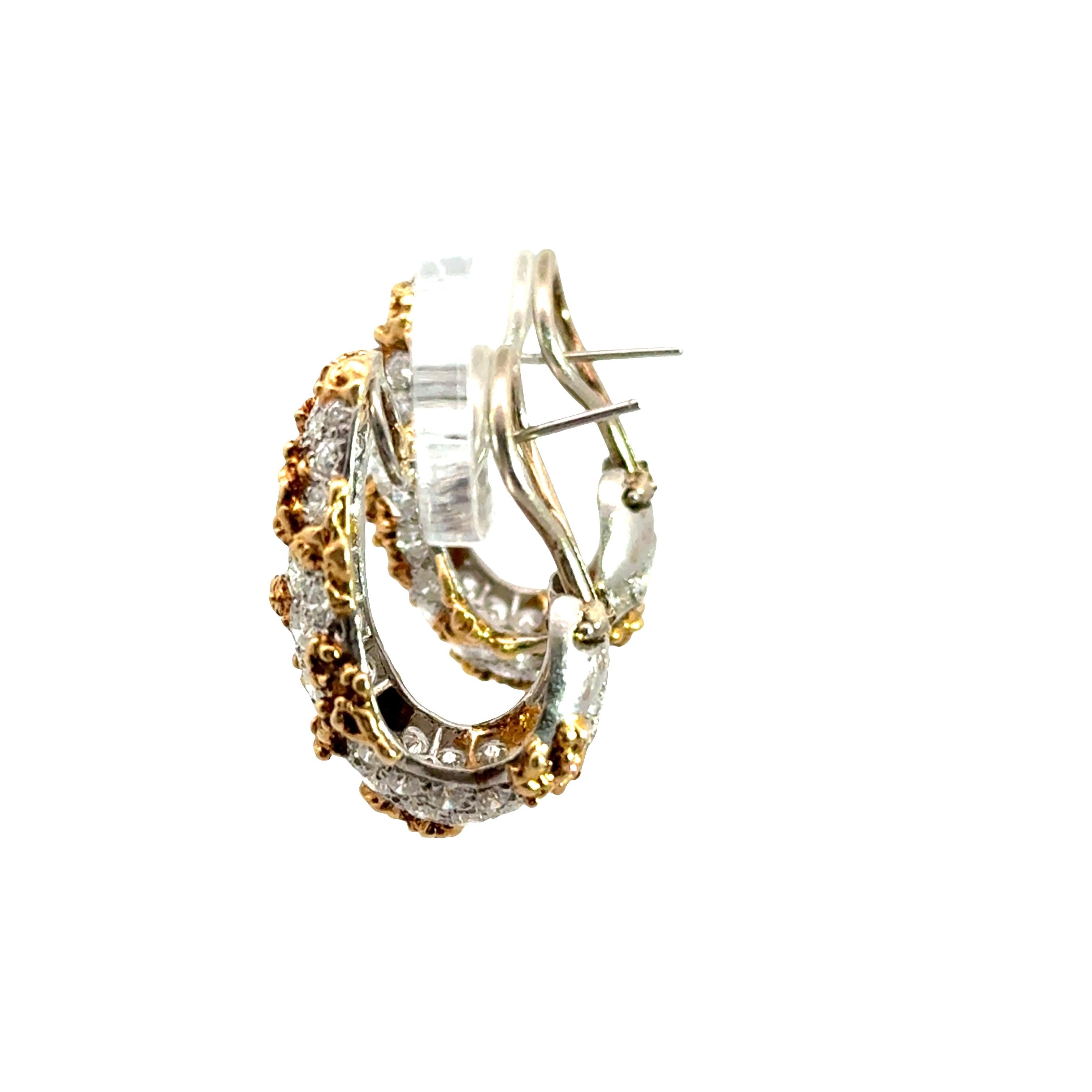 Ruser Diamond 18k White & Yellow Gold Huggie Earrings