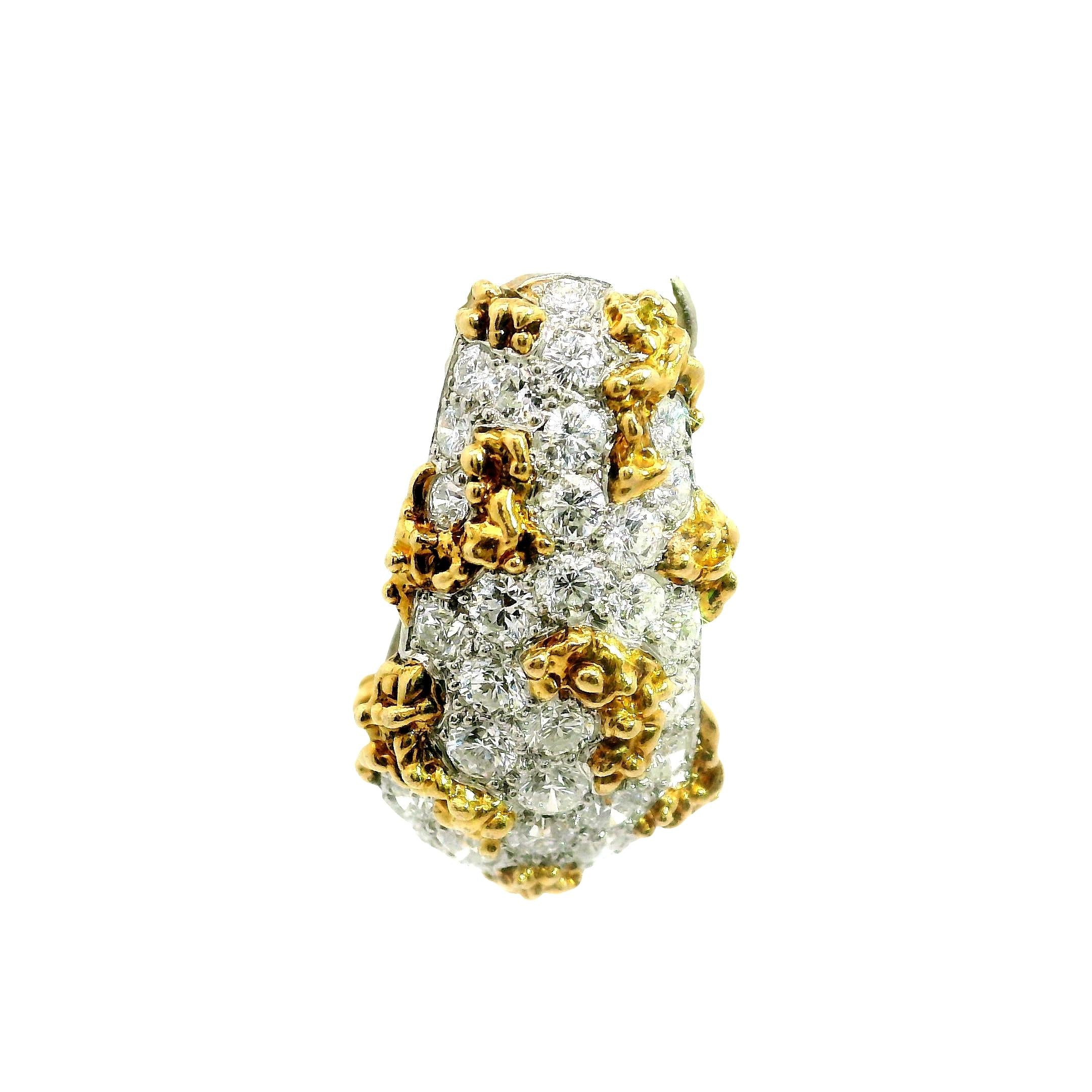 Ruser Diamond 18k White & Yellow Gold Huggie Earrings