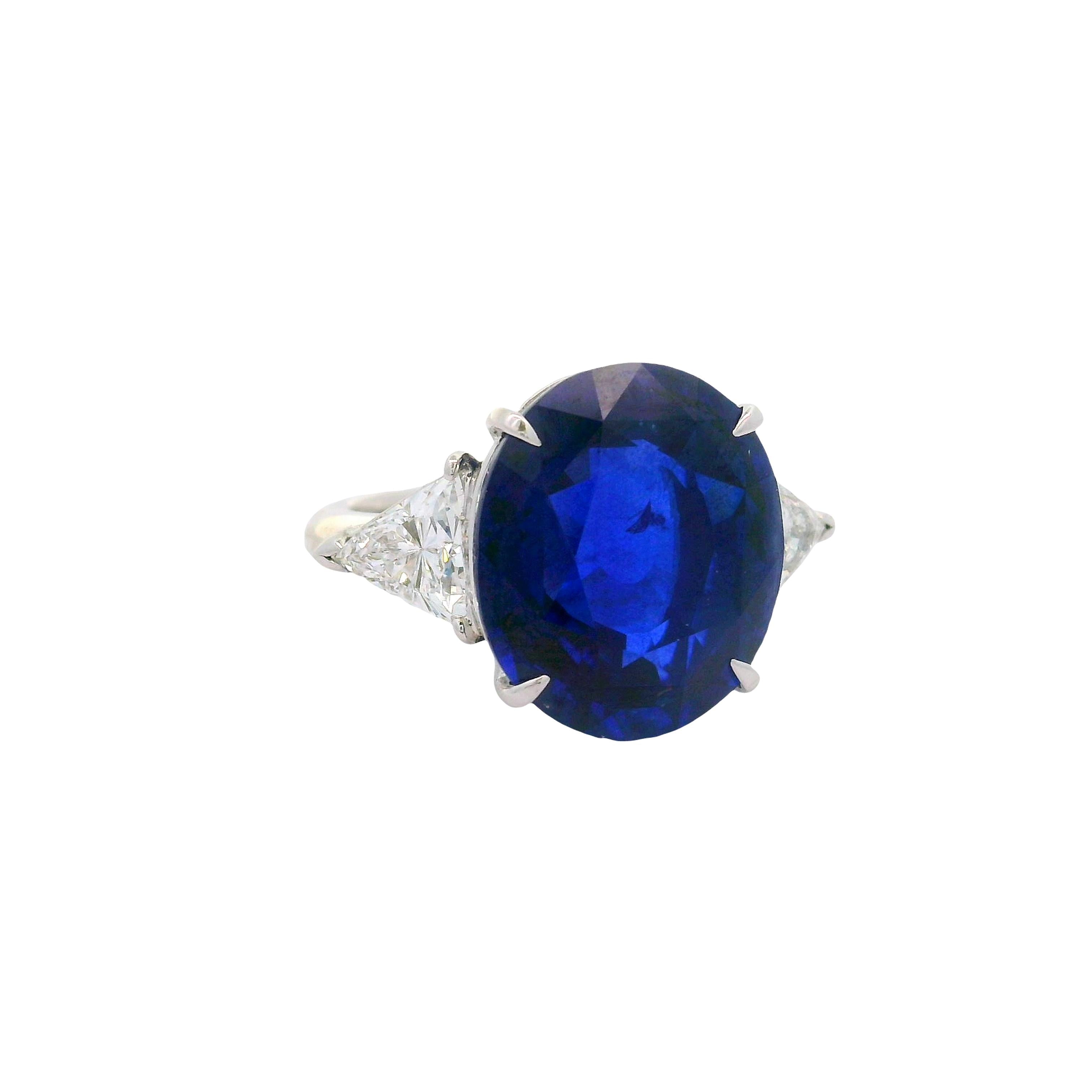 10.53 Carat Royal-Blue Ceylon Sapphire Diamond Platinum Ring, GRS Certified