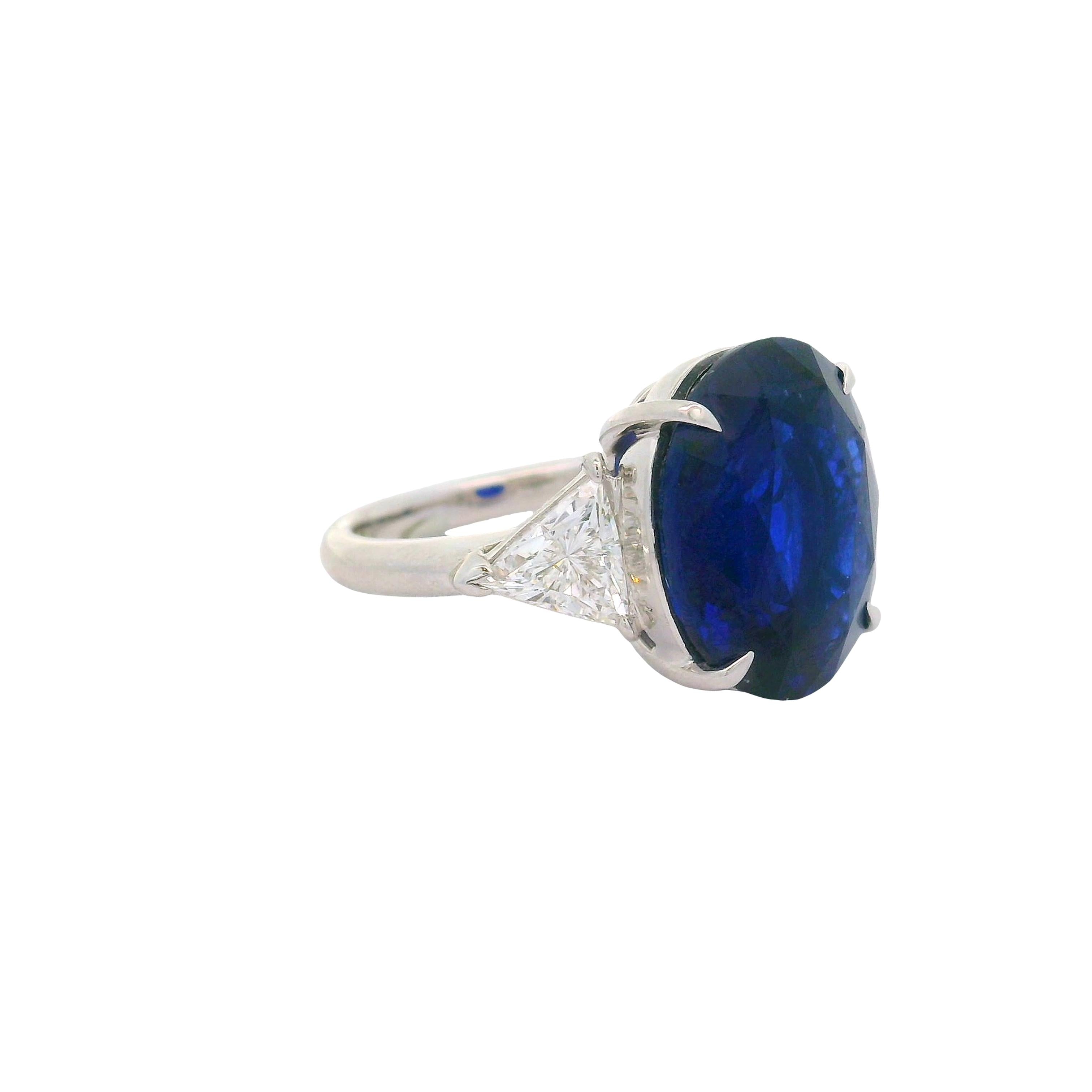 10.53 Carat Royal-Blue Ceylon Sapphire Diamond Platinum Ring, GRS Certified